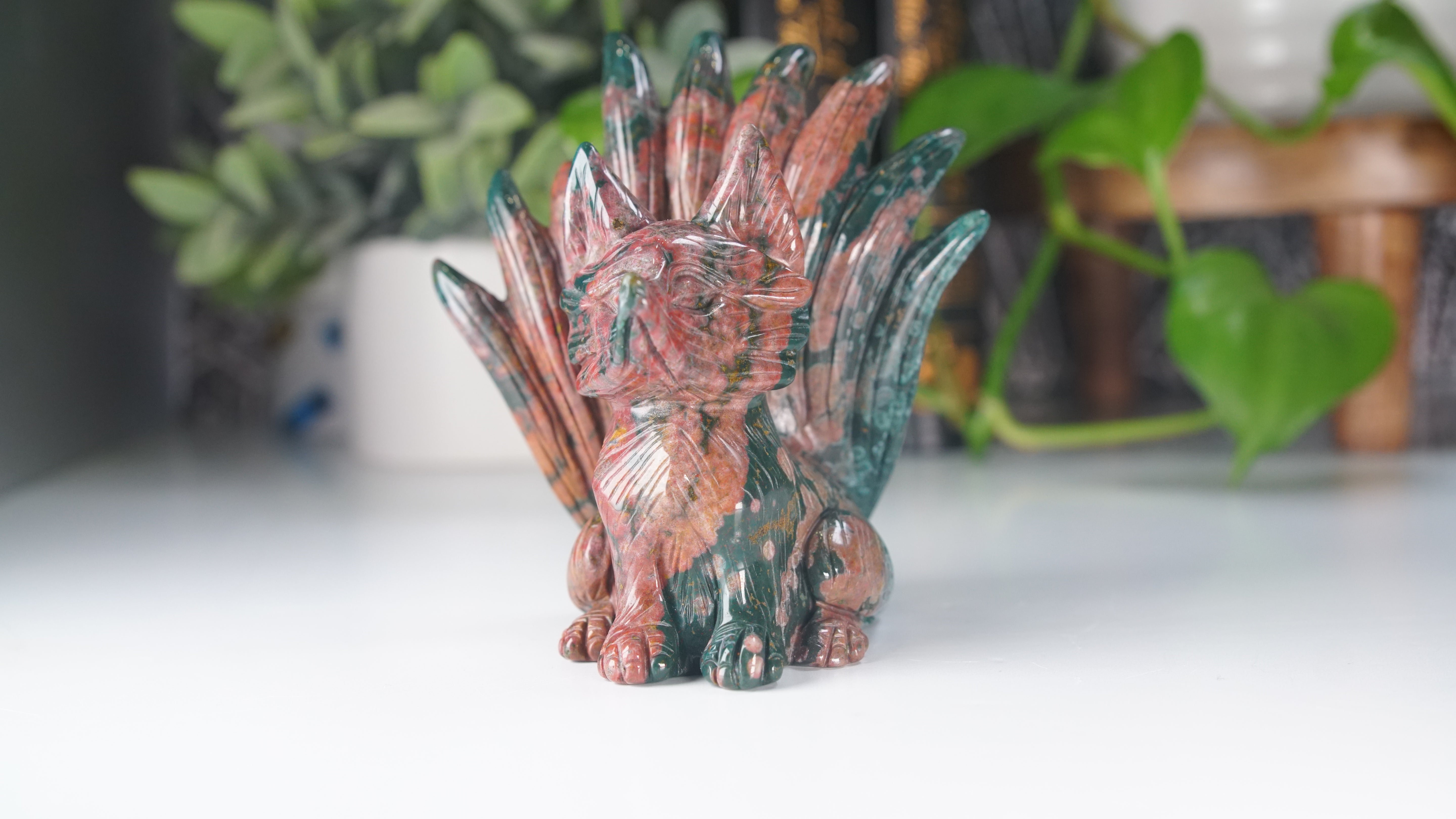 Ocean Jasper Boutique Fox Carving