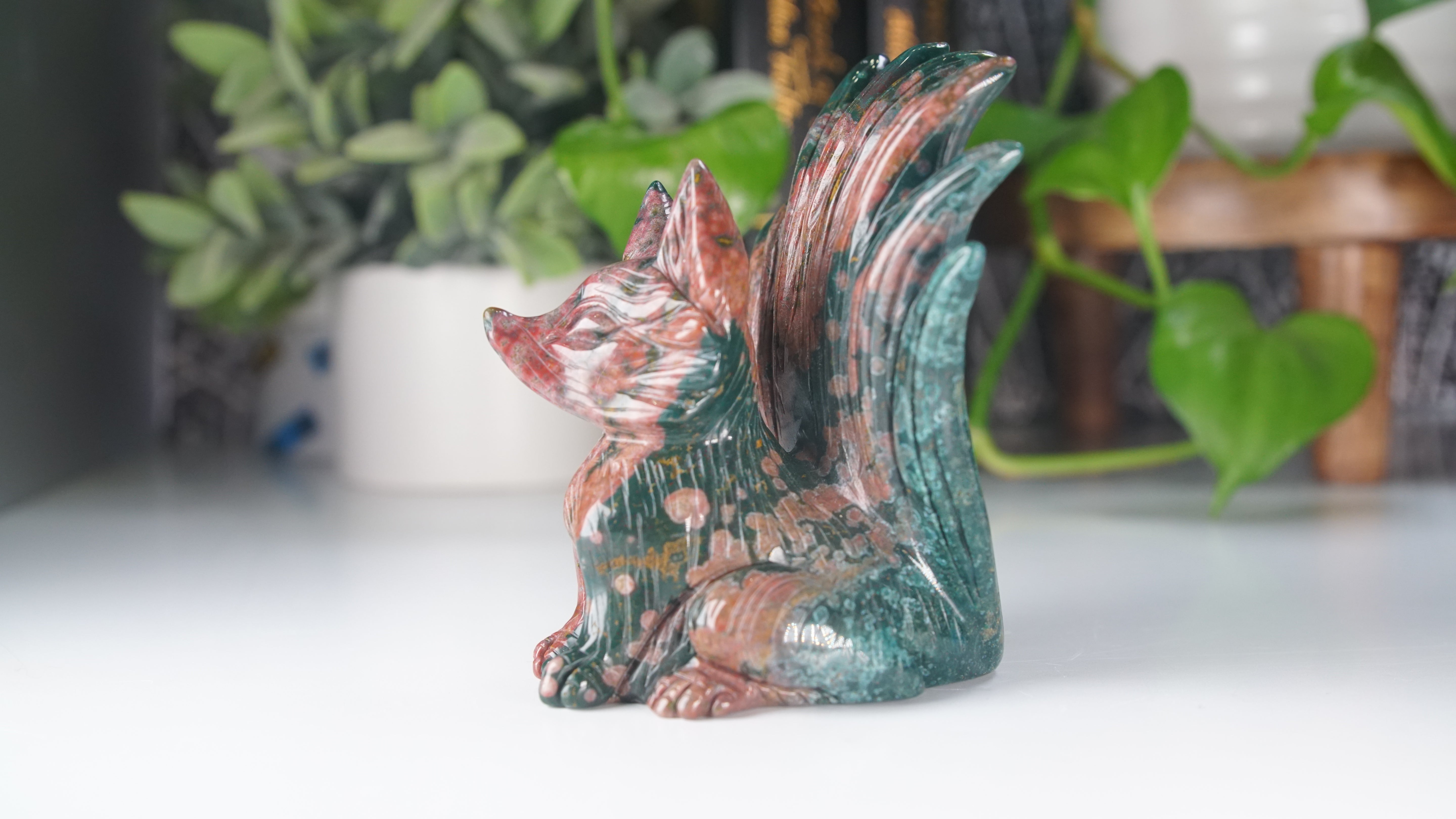 Ocean Jasper Boutique Fox Carving