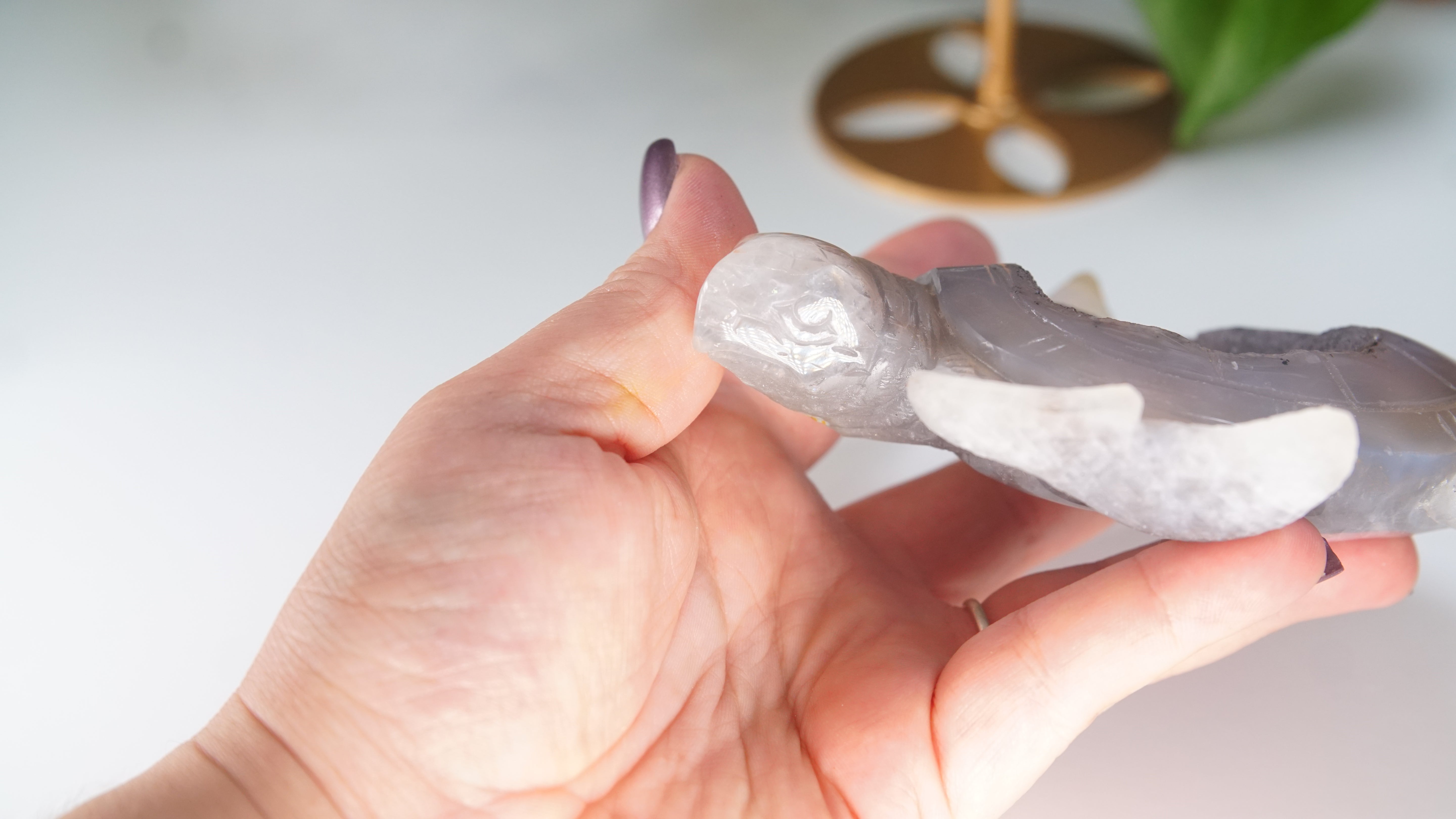 Boutique Carving Druzy Agate Sea Turtle With Stand