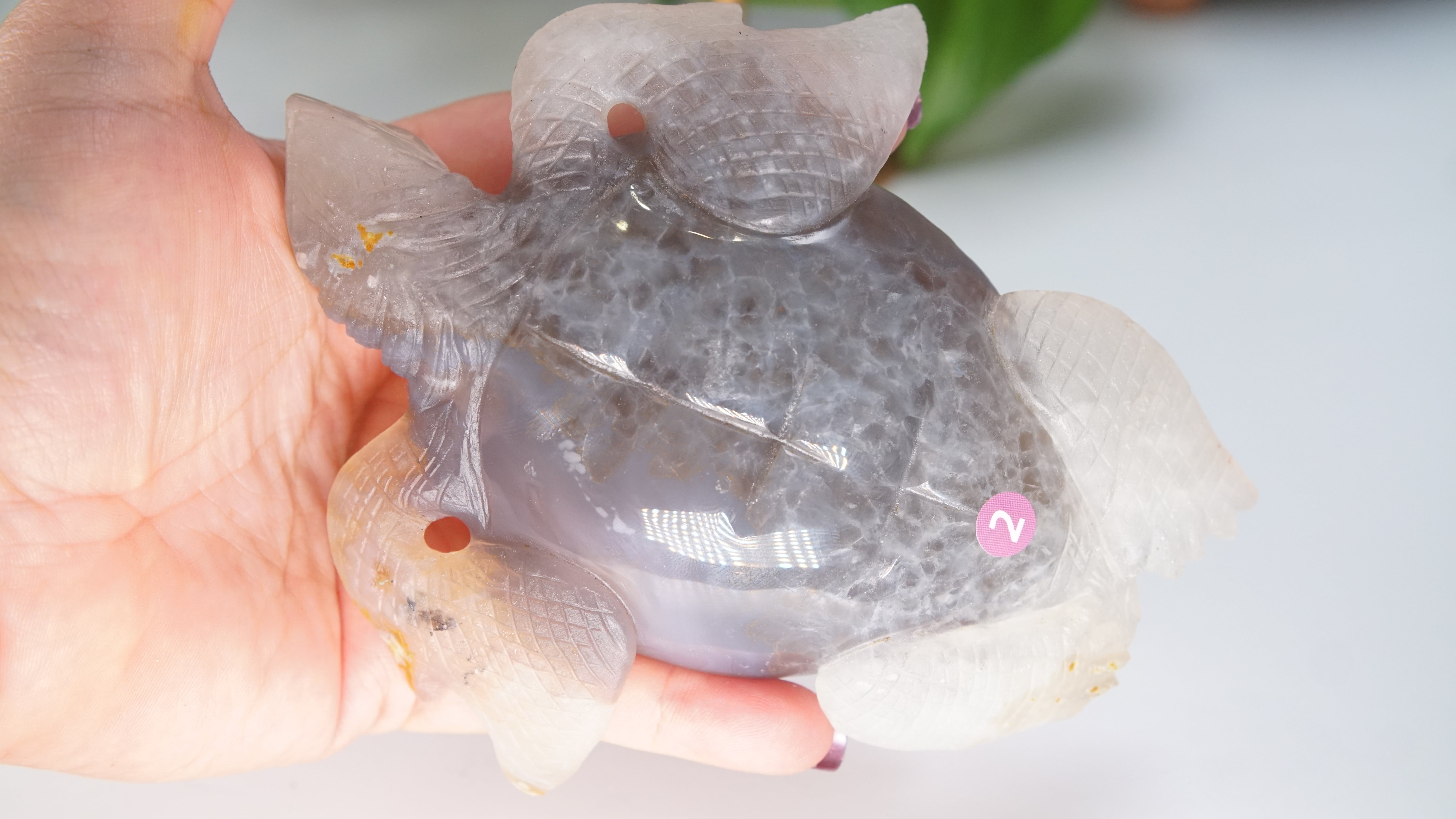 Boutique Carving Druzy Agate Sea Turtle With Stand