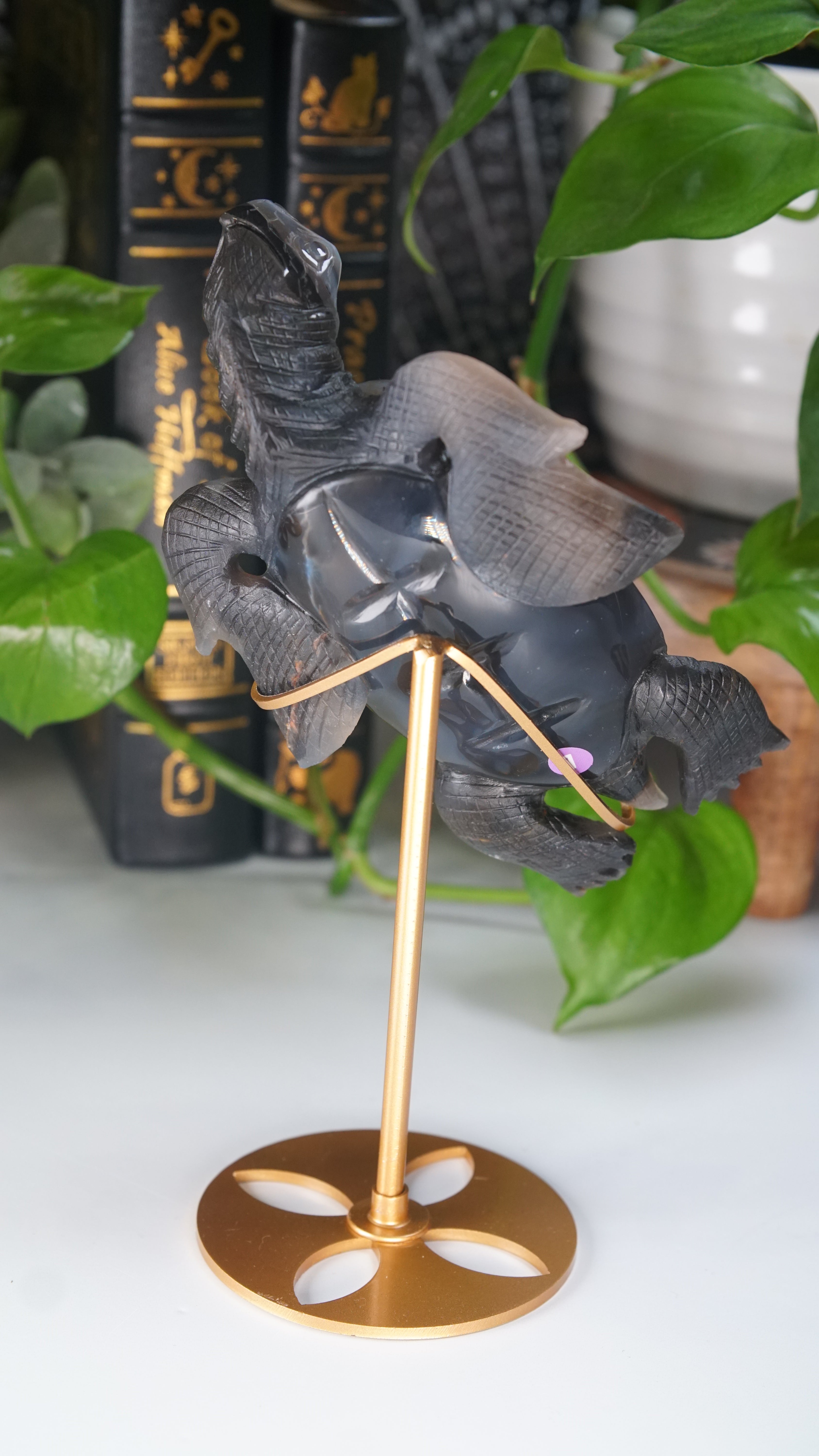 Boutique Carving Druzy Agate Sea Turtle With Stand