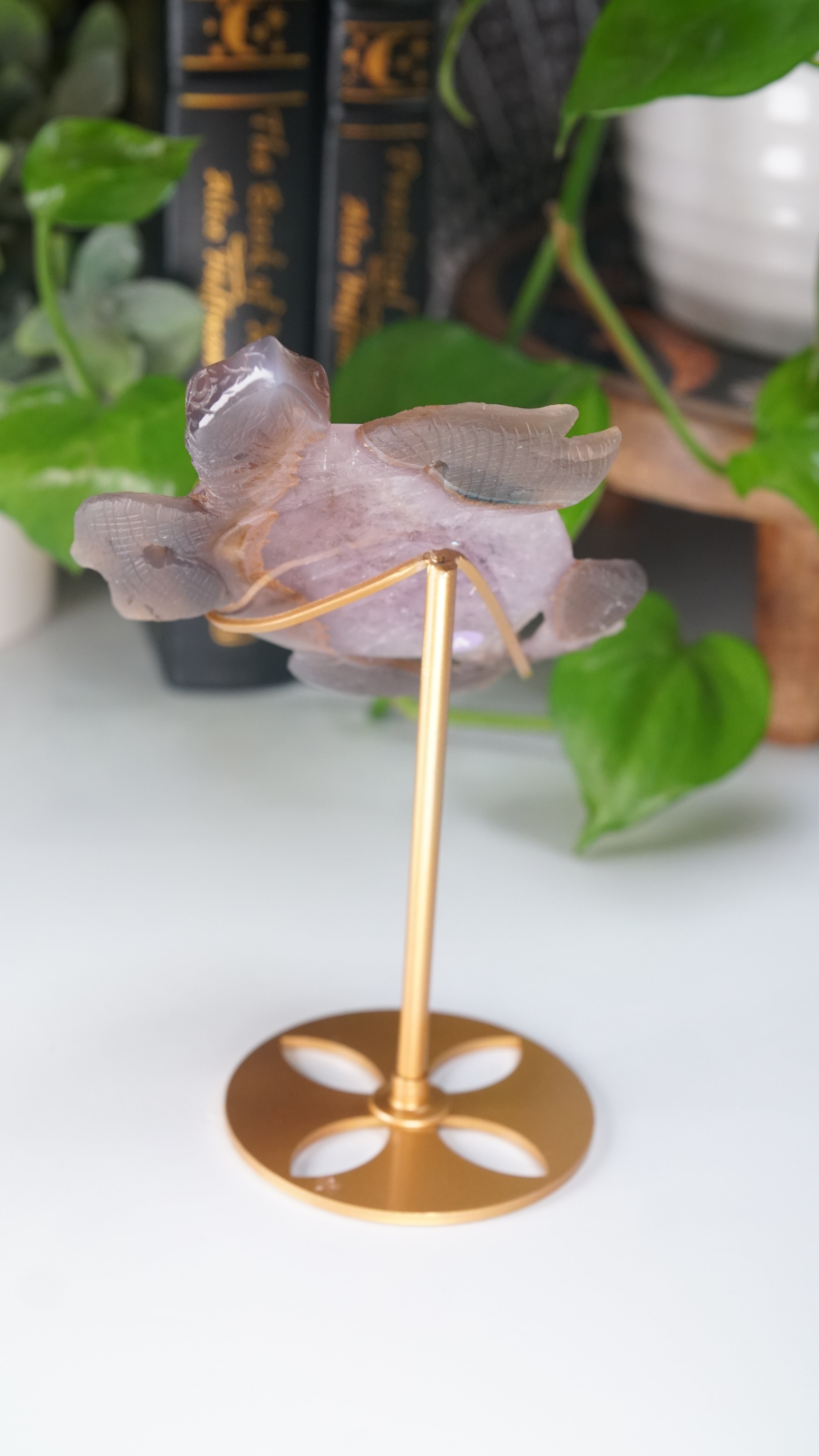 Boutique Carving Amethyst Agate Sea Turtle With Stand