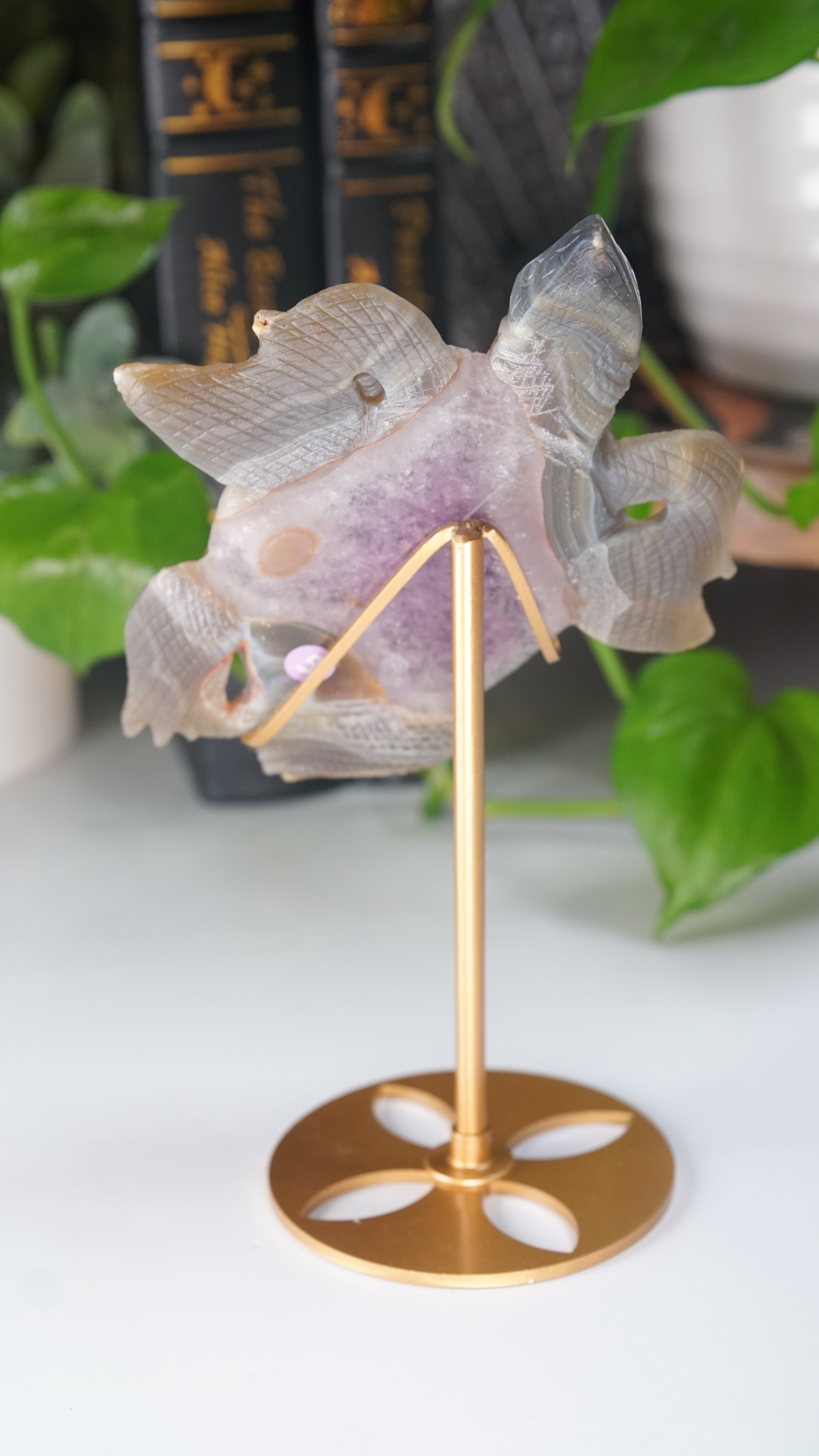 Boutique Carving Amethyst Agate Sea Turtle With Stand