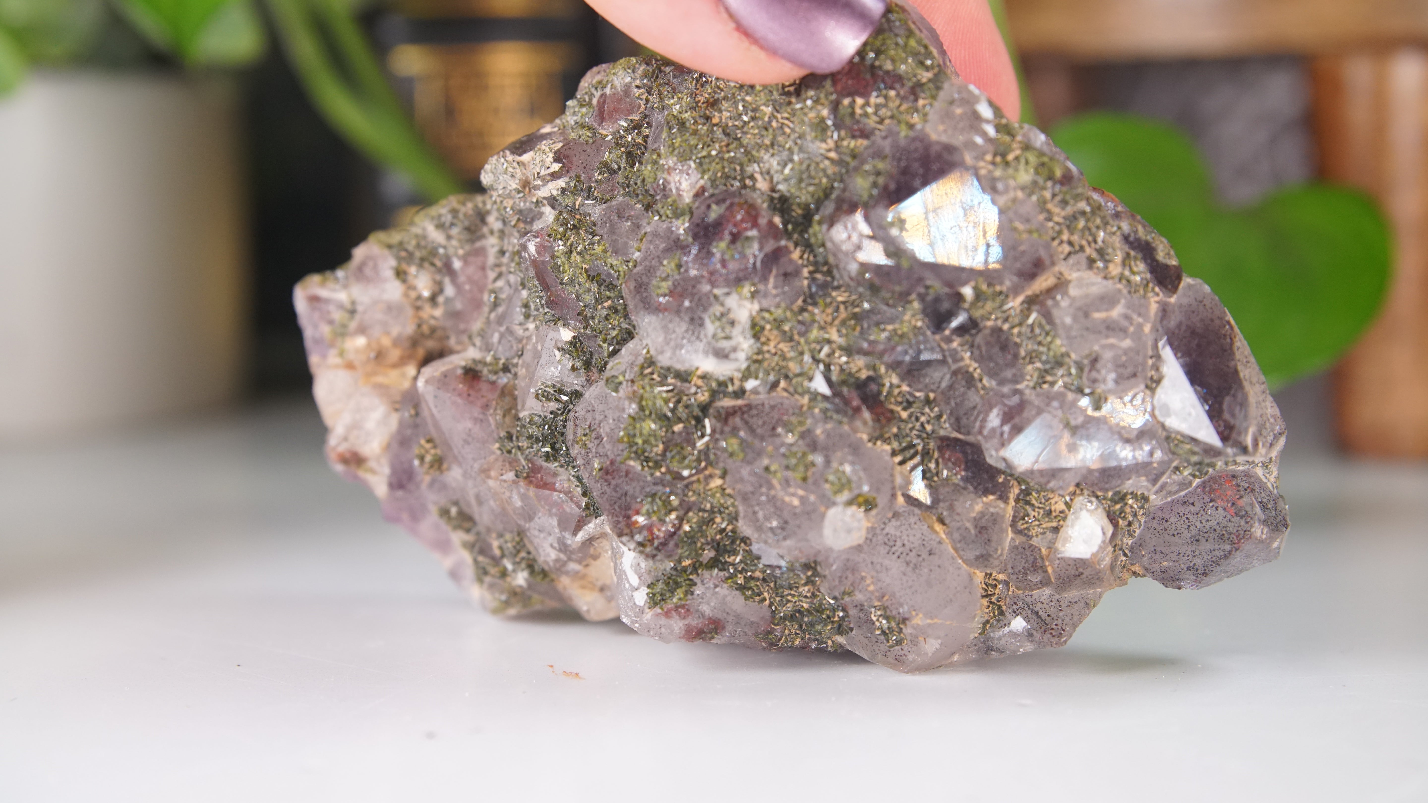 Epidote Amethyst High Quality Chinese Garden Quartz Cluster