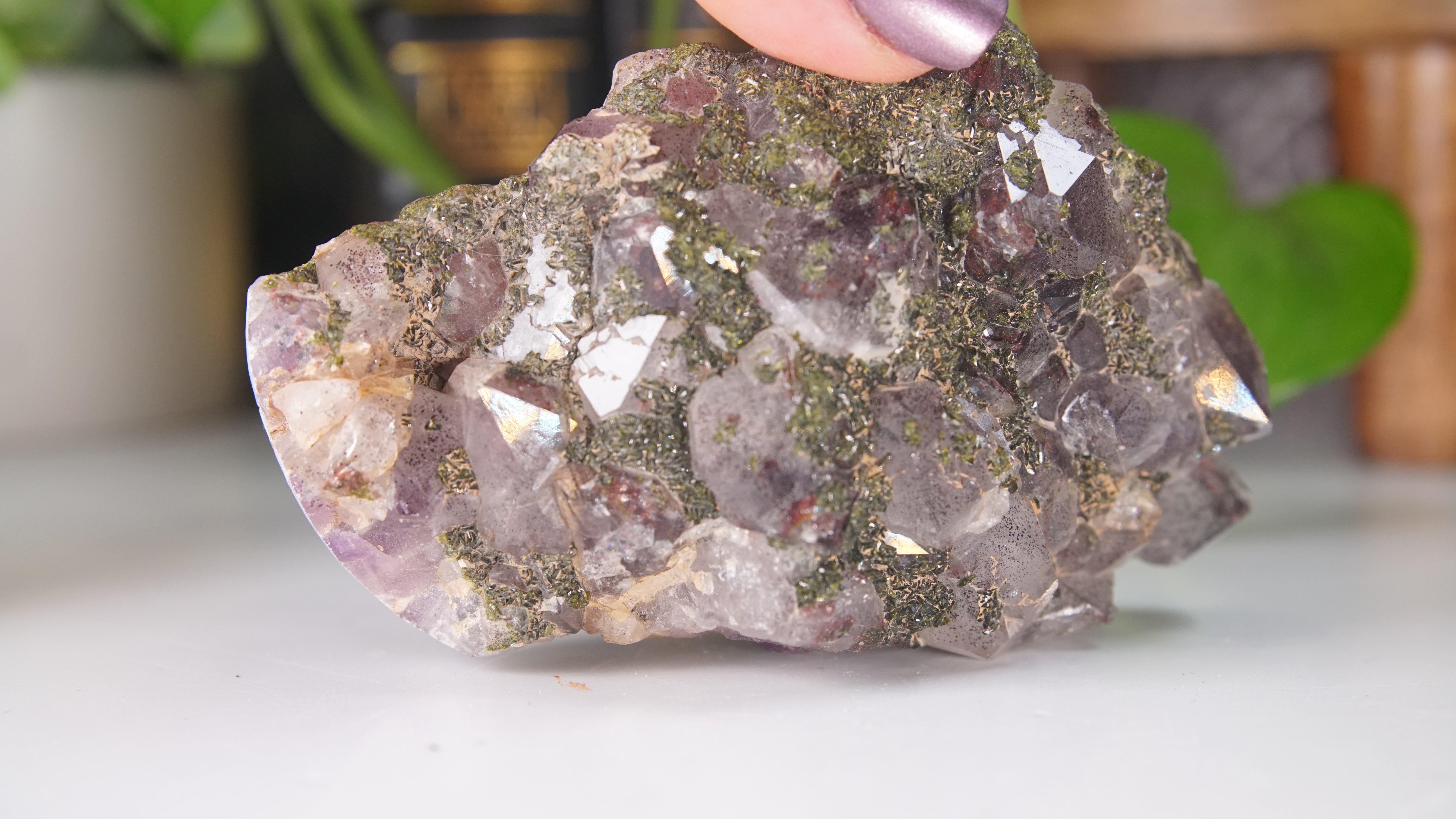 Epidote Amethyst High Quality Chinese Garden Quartz Cluster