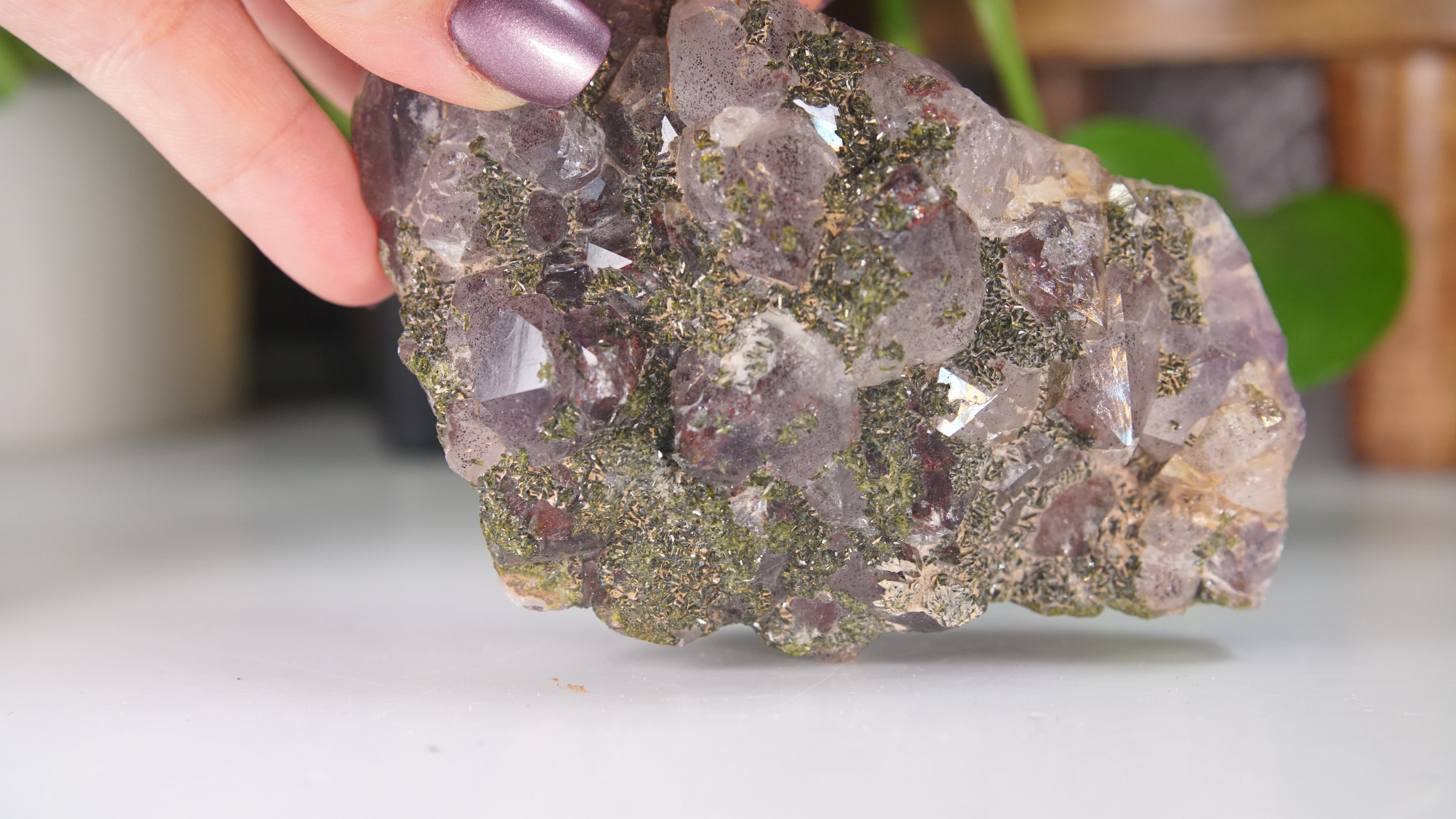Epidote Amethyst High Quality Chinese Garden Quartz Cluster