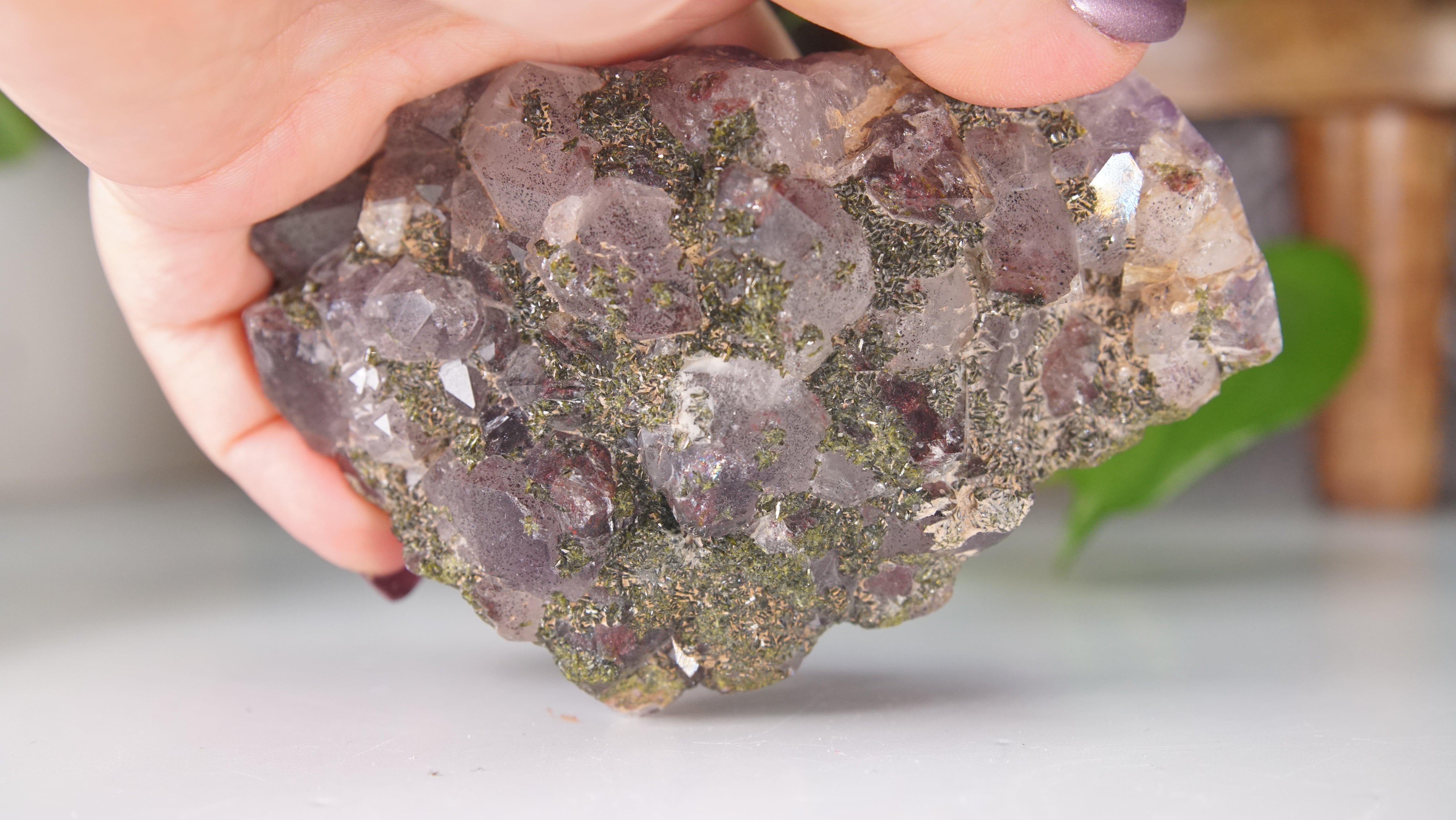 Epidote Amethyst High Quality Chinese Garden Quartz Cluster
