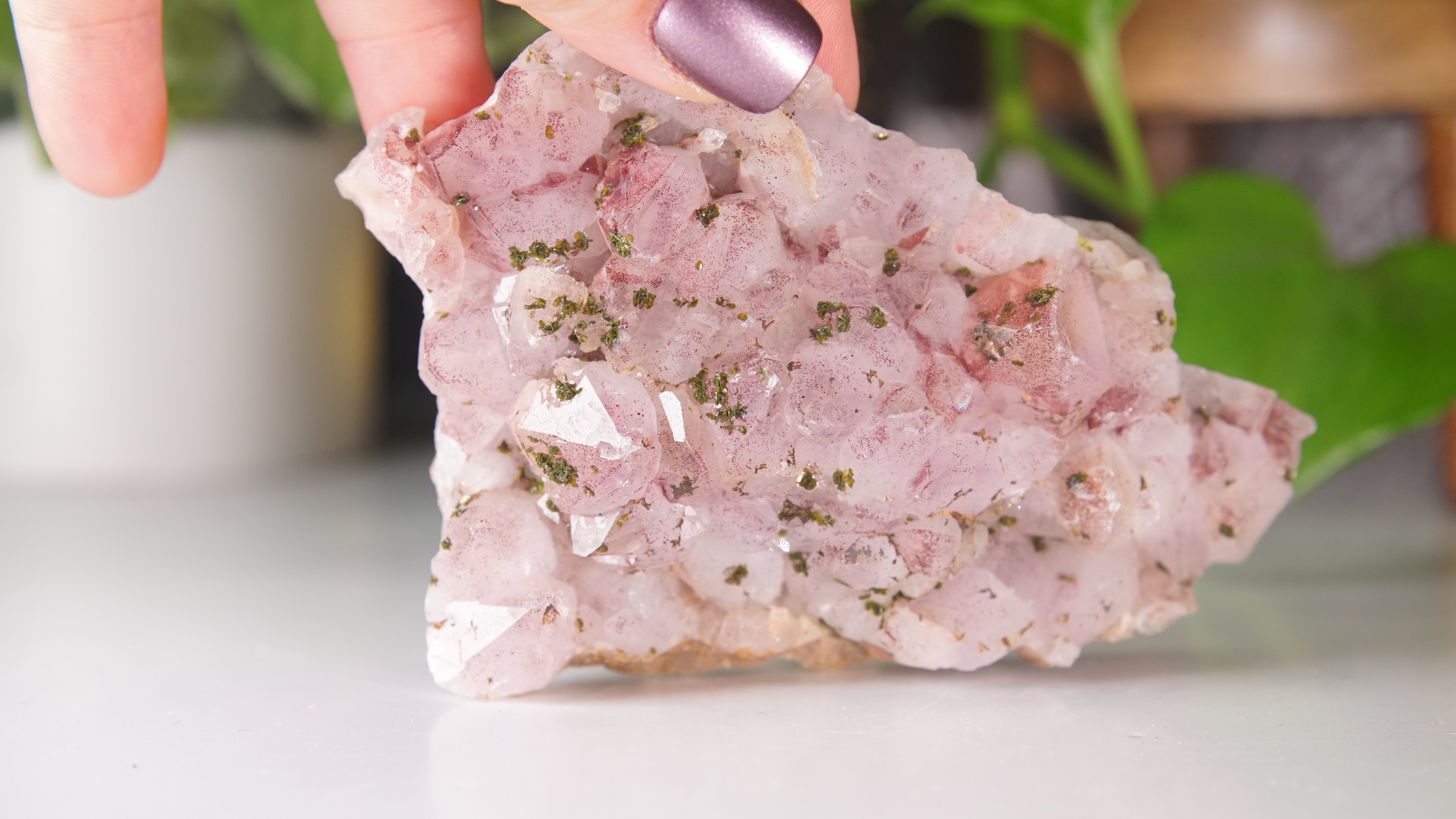 Red Phantom Quartz Chinese Garden Cluster with Epidote | Chinese Garden Quartz