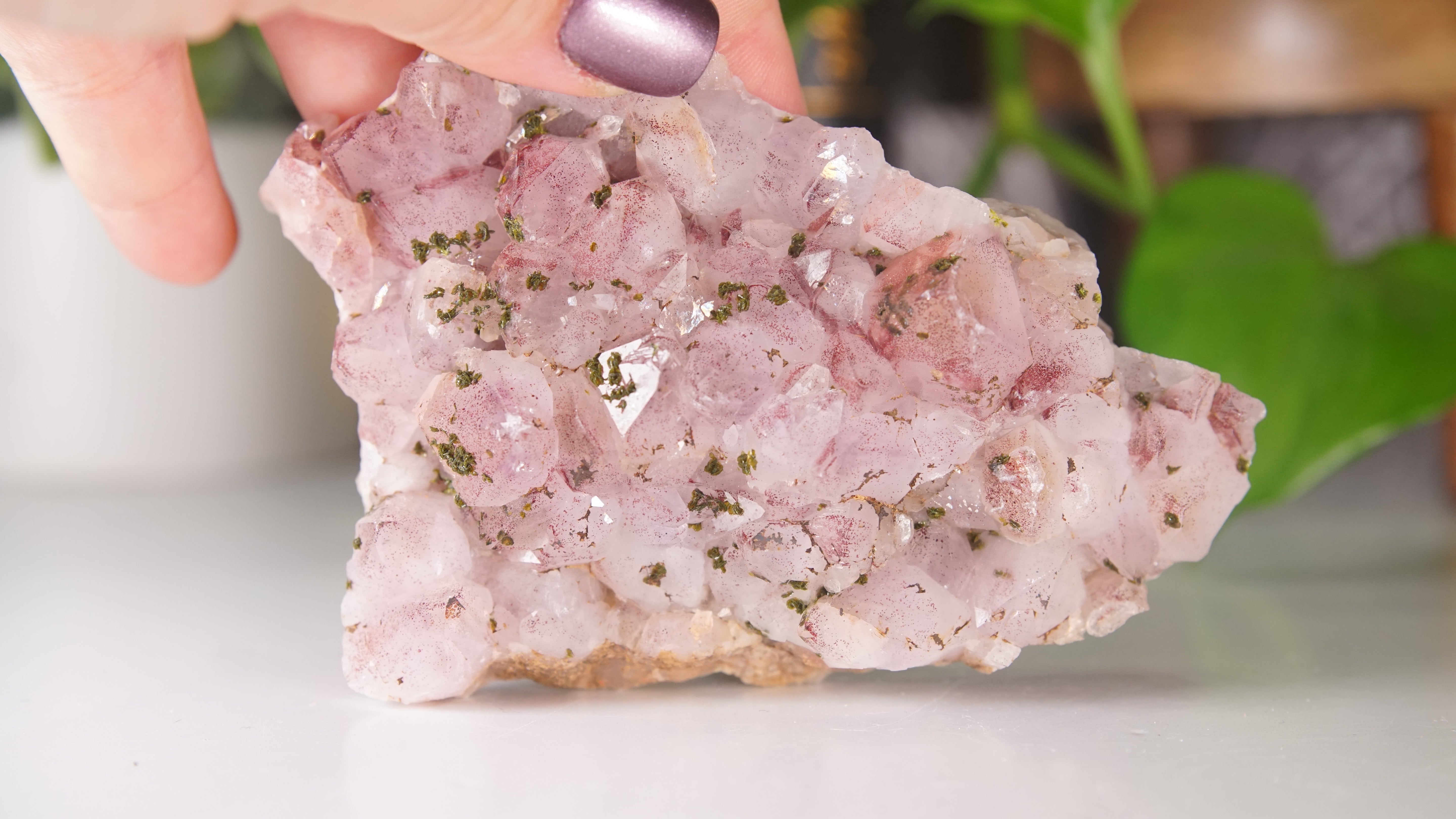 Red Phantom Quartz Chinese Garden Cluster with Epidote | Chinese Garden Quartz