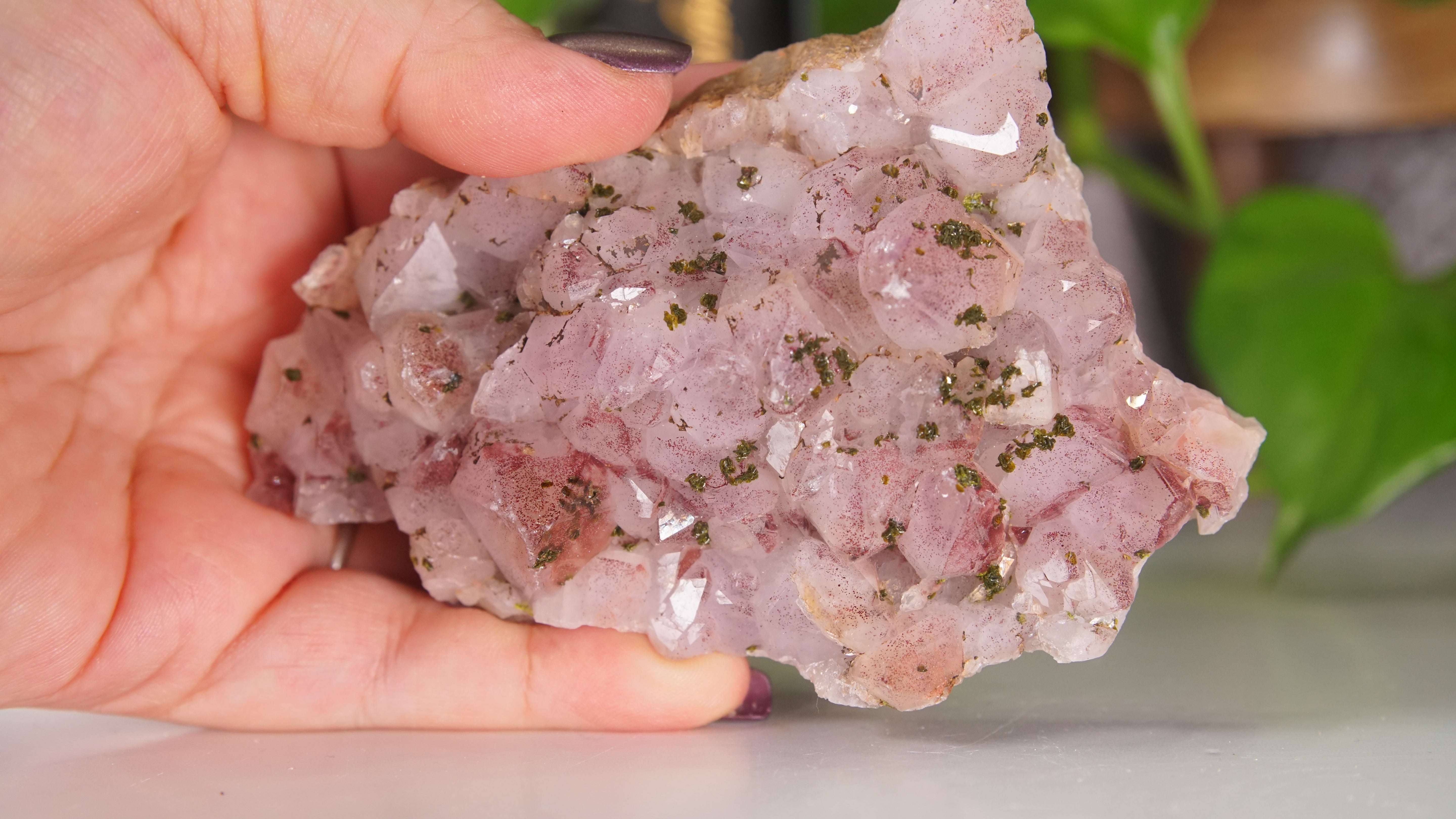 Red Phantom Quartz Chinese Garden Cluster with Epidote | Chinese Garden Quartz
