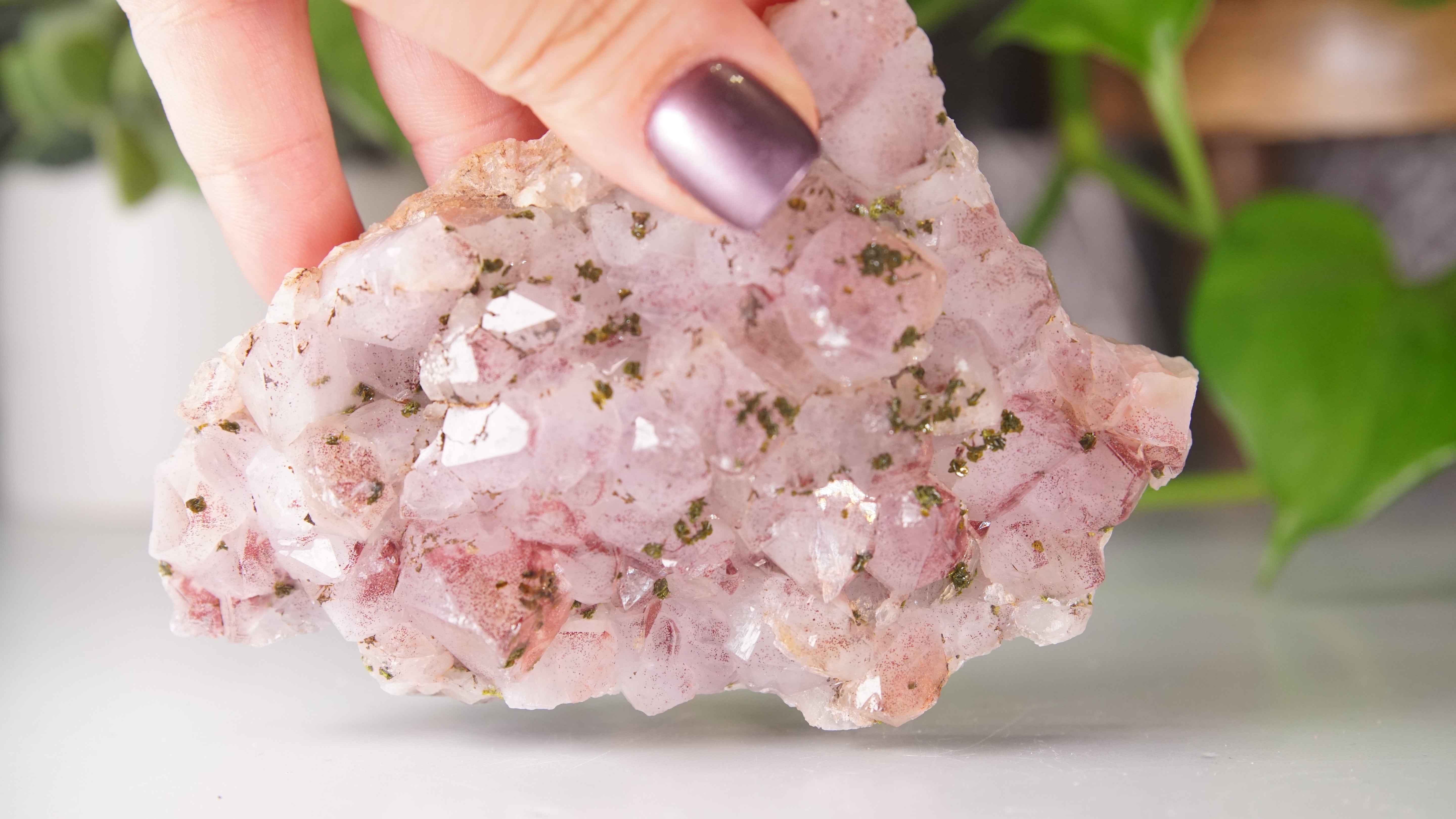 Red Phantom Quartz Chinese Garden Cluster with Epidote | Chinese Garden Quartz