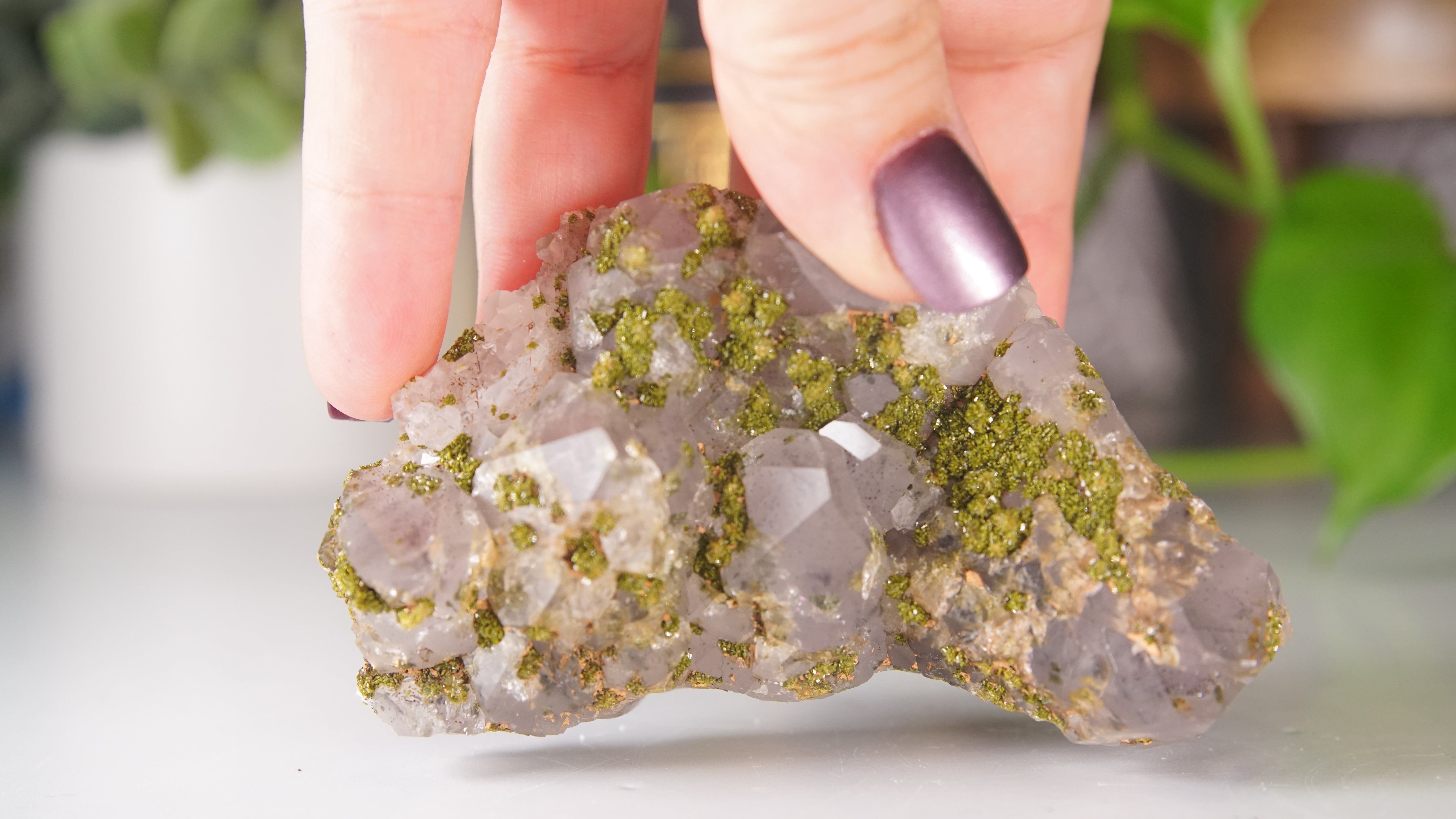 Epidote Amethyst High Quality Chinese Garden Quartz Cluster
