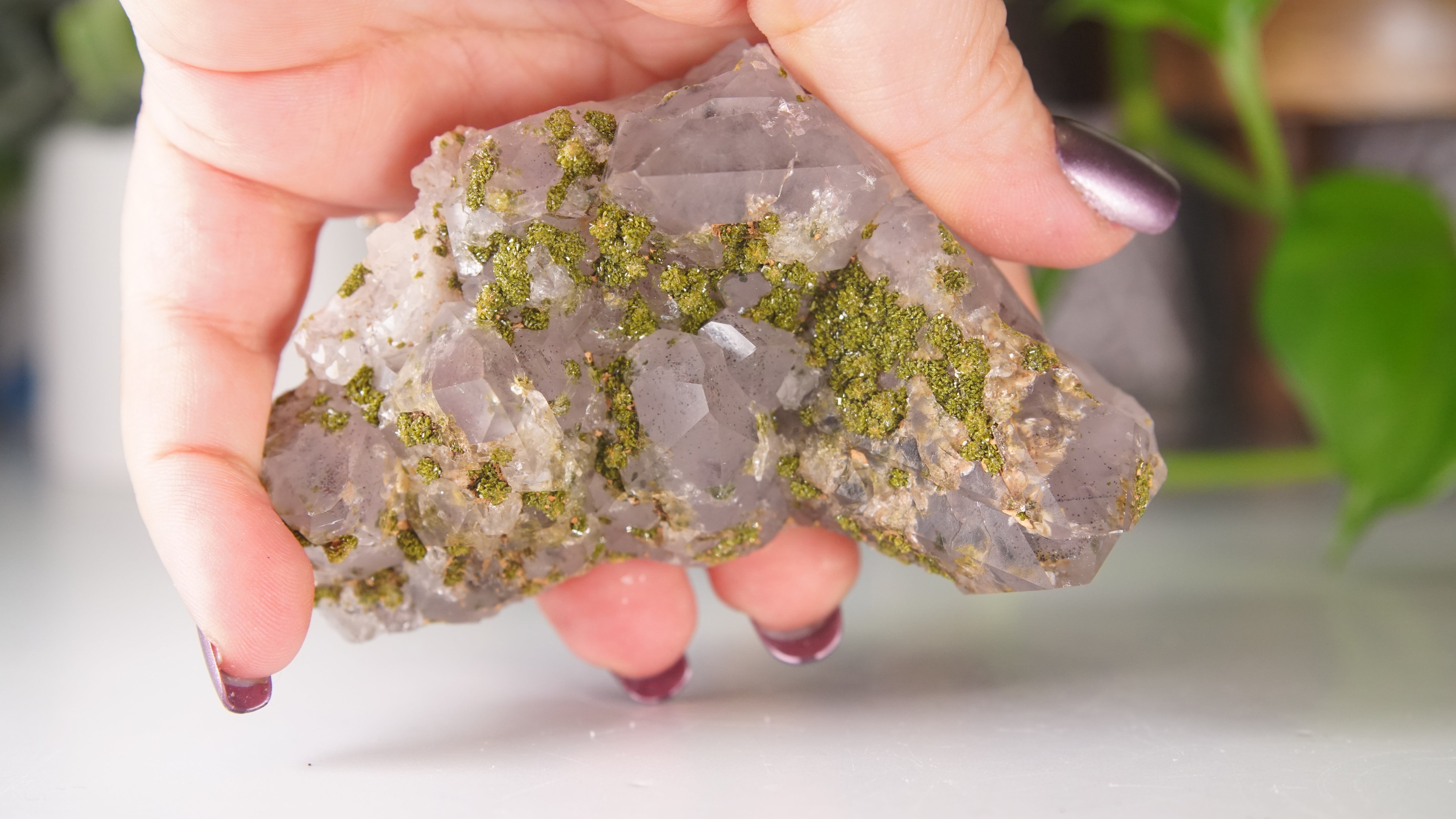 Epidote Amethyst High Quality Chinese Garden Quartz Cluster