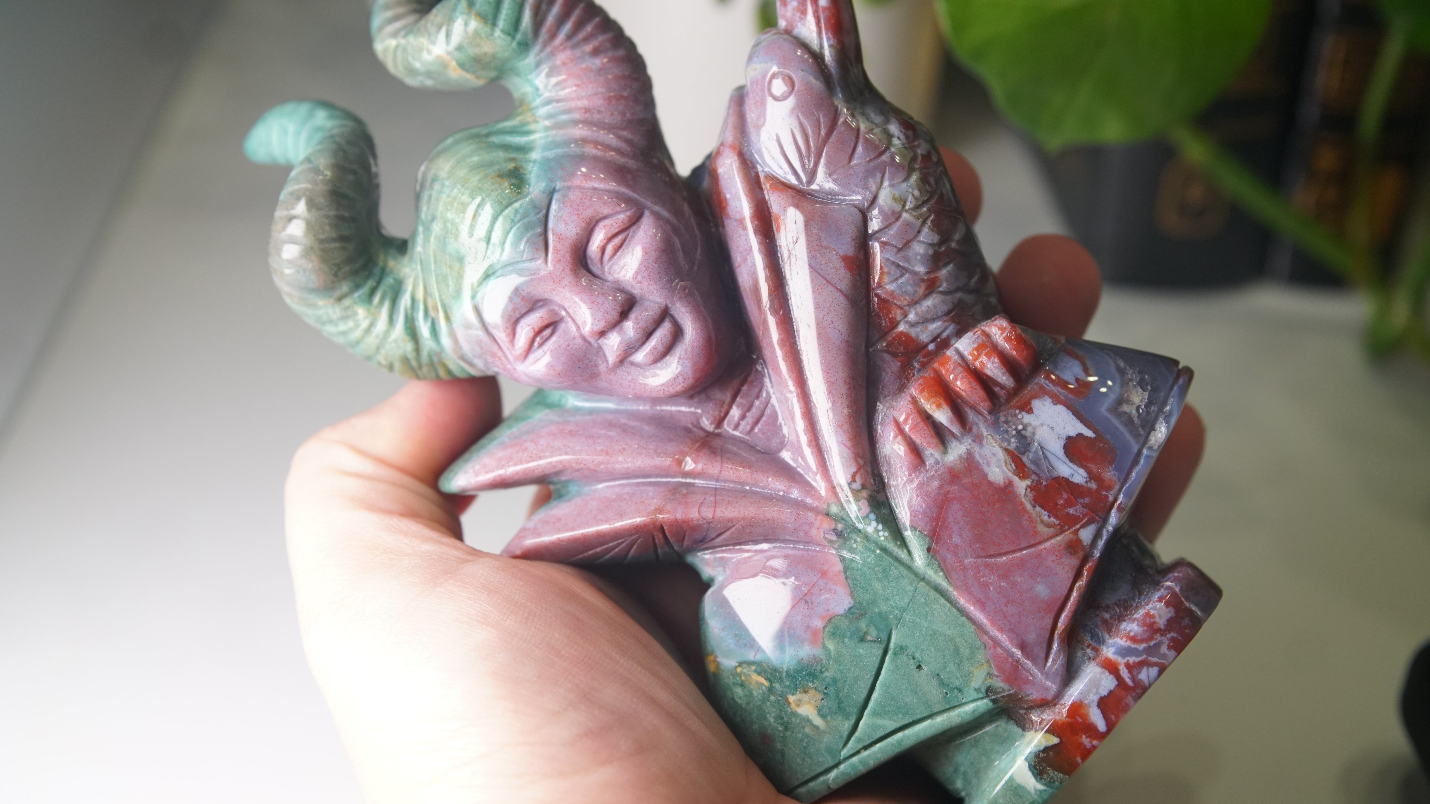 Ocean Jasper Boutique Villian Carving | Maleficent Carving