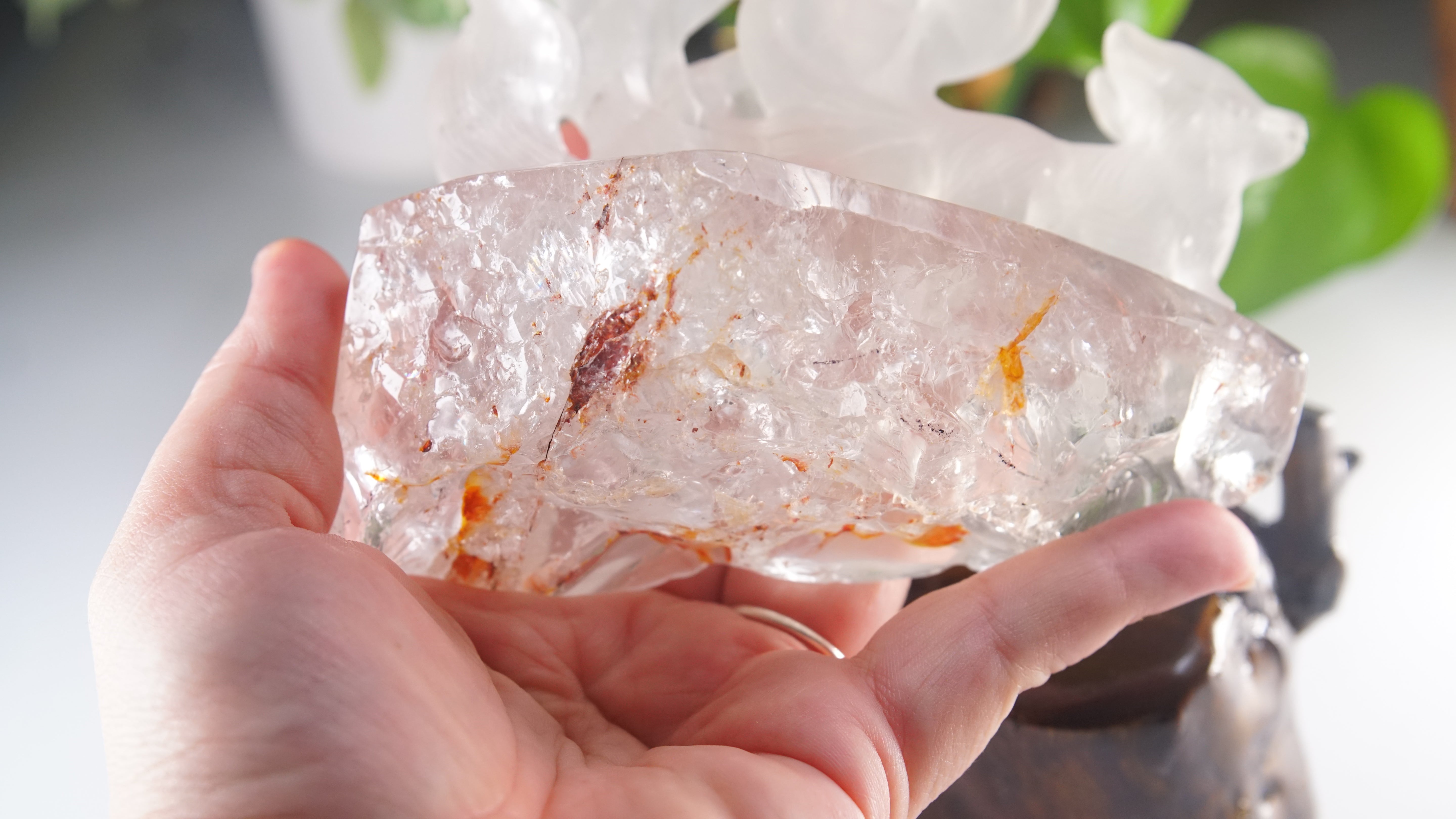 Large Chunky Clear Quartz Fox Carving | High Quality Quartz