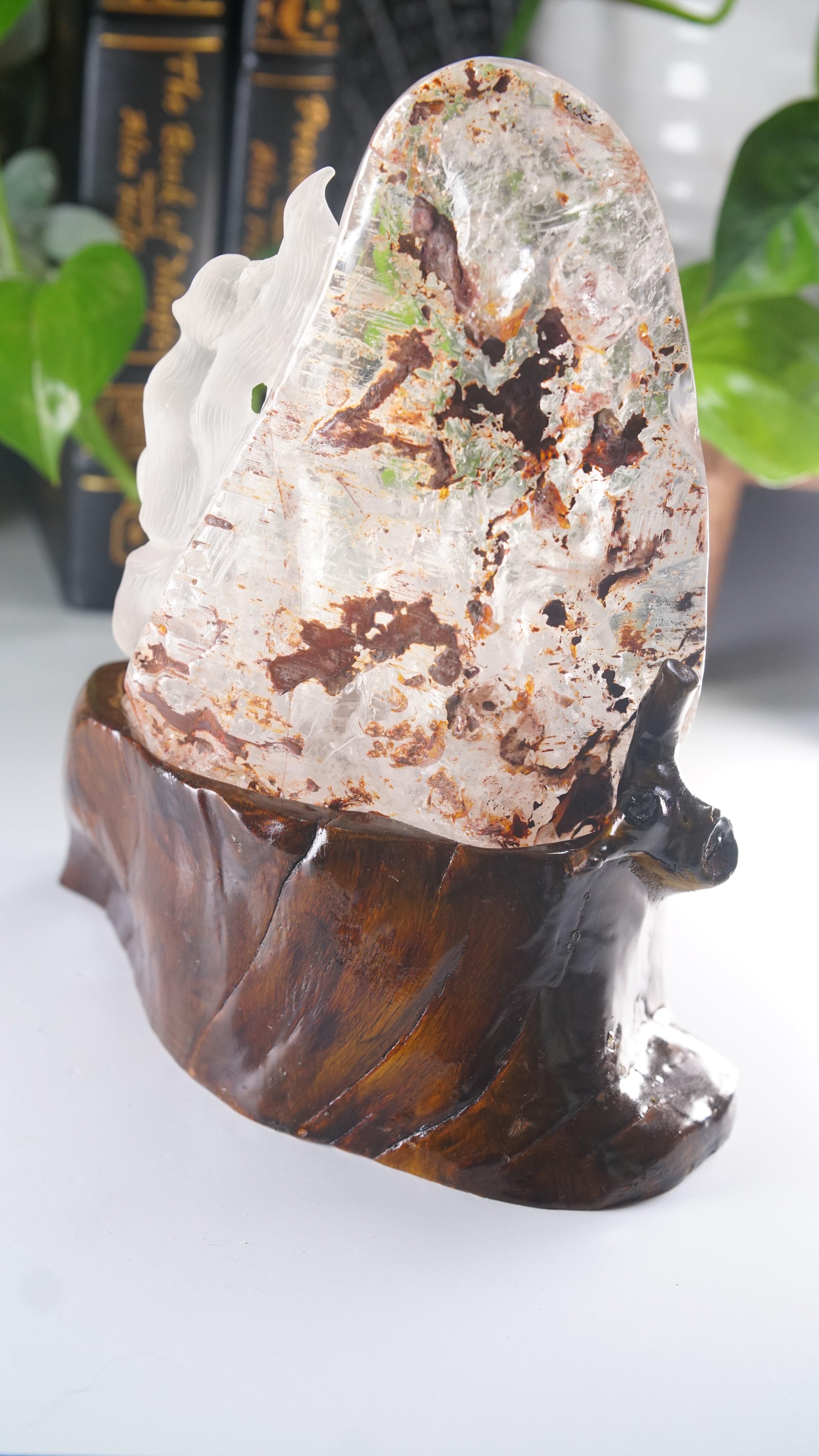 Large Chunky Clear Quartz With Garden Quartz Fox Boutique Carving | High Quality Quartz