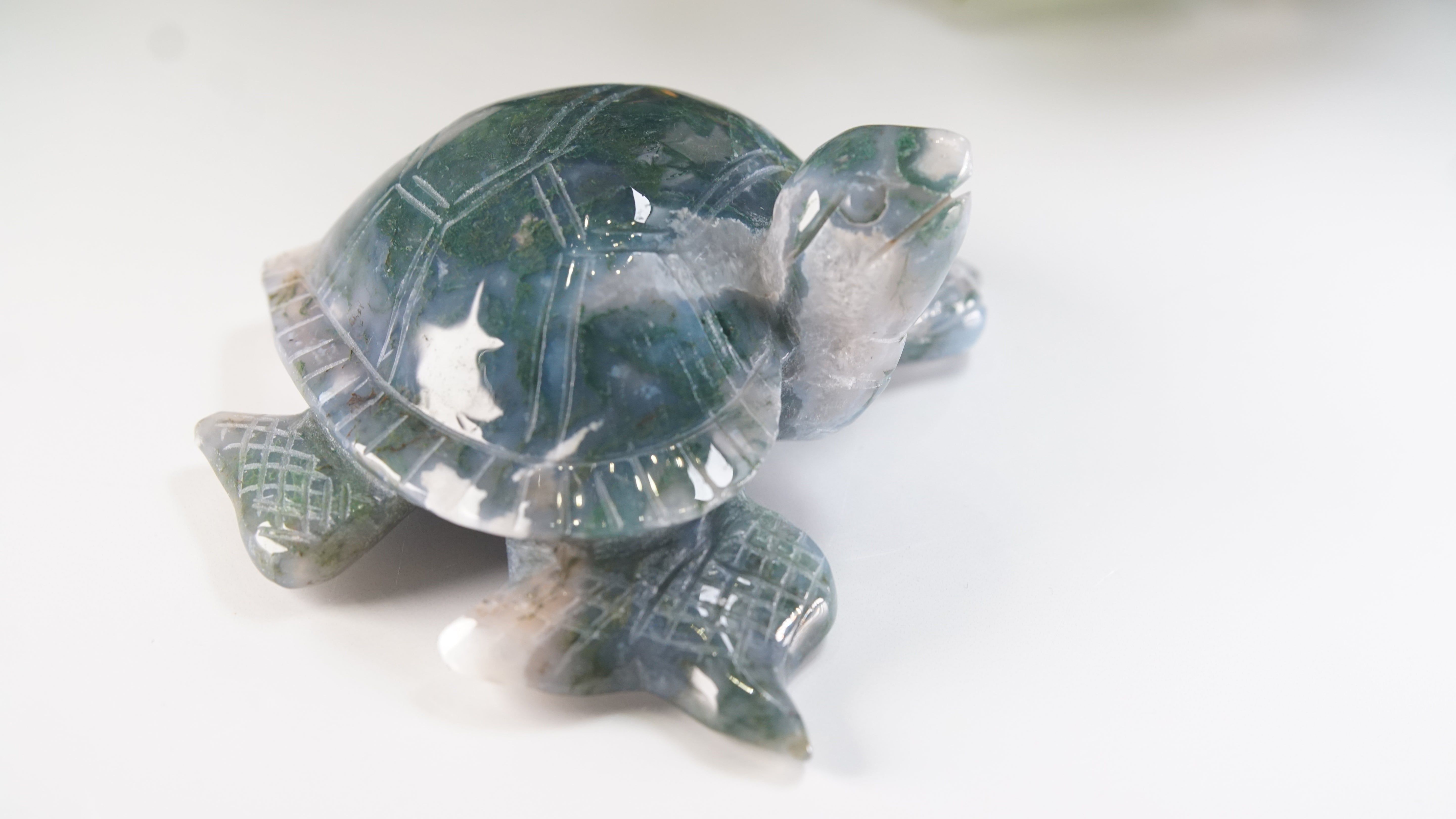 Moss Agate Sea Turtle | Crystal Carving Statement Piece