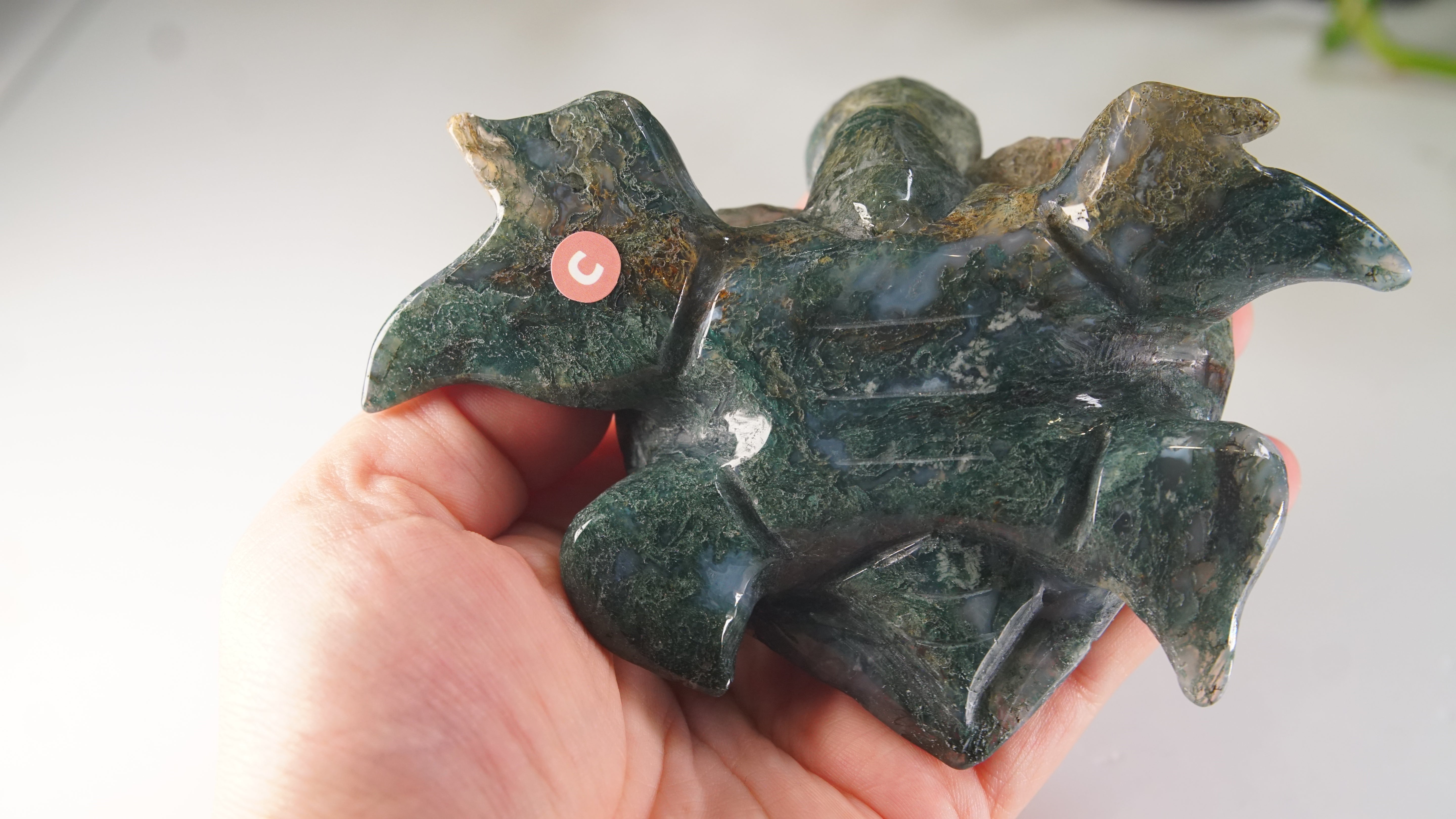 Moss Agate Sea Turtle | Crystal Carving Statement Piece