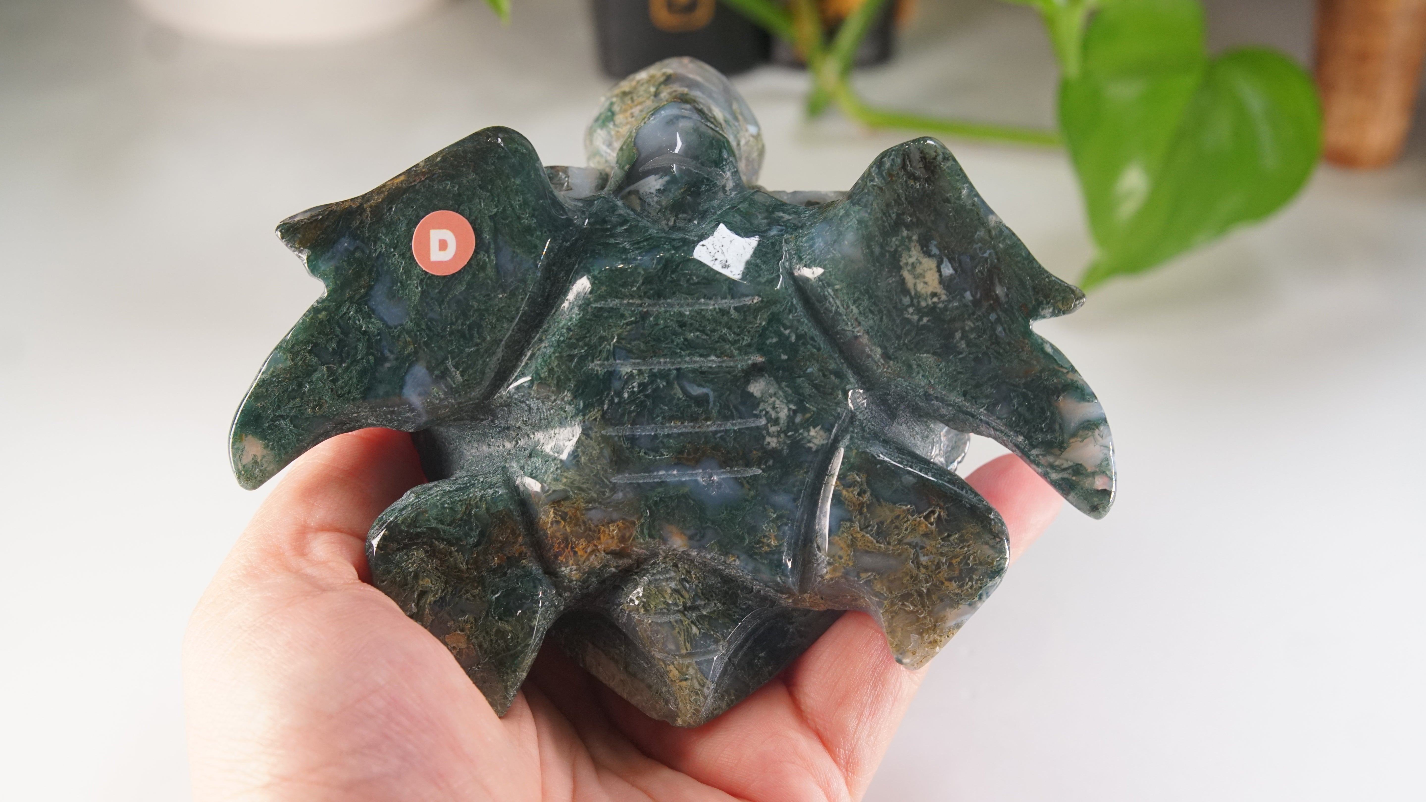 Moss Agate Sea Turtle | Crystal Carving Statement Piece