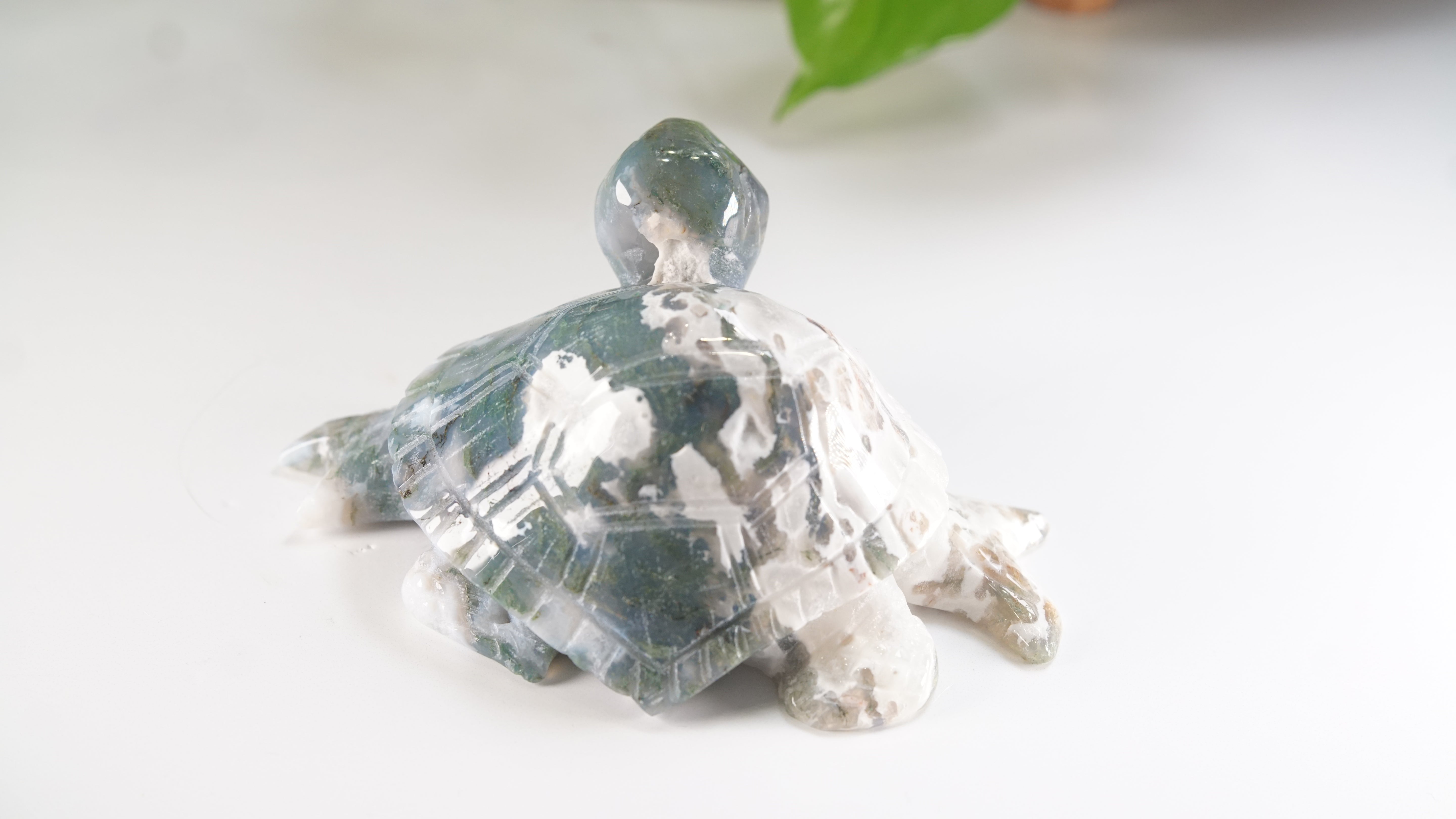 Moss Agate Sea Turtle | Crystal Carving Statement Piece