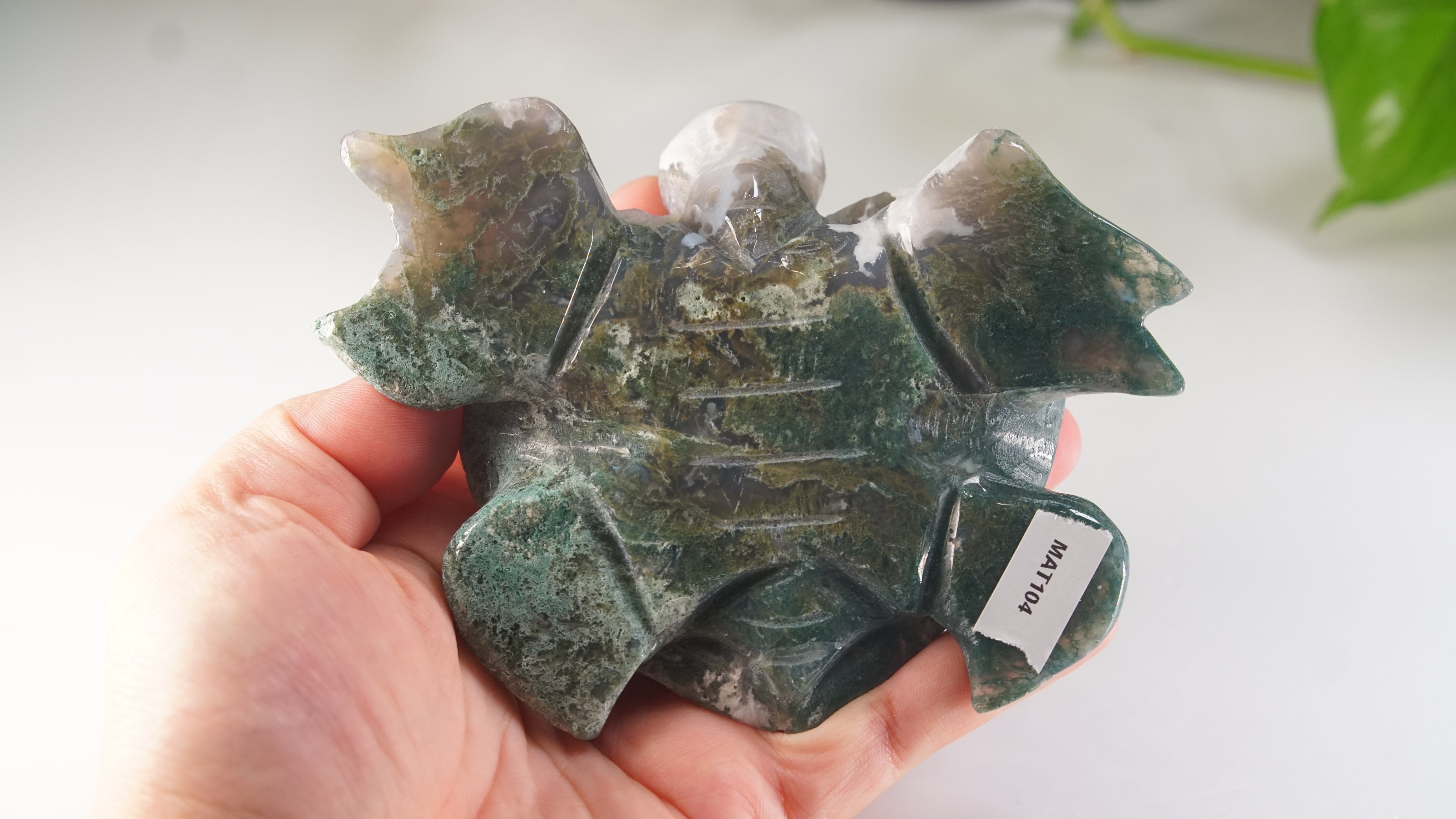 Moss Agate Sea Turtle | Crystal Carving Statement Piece