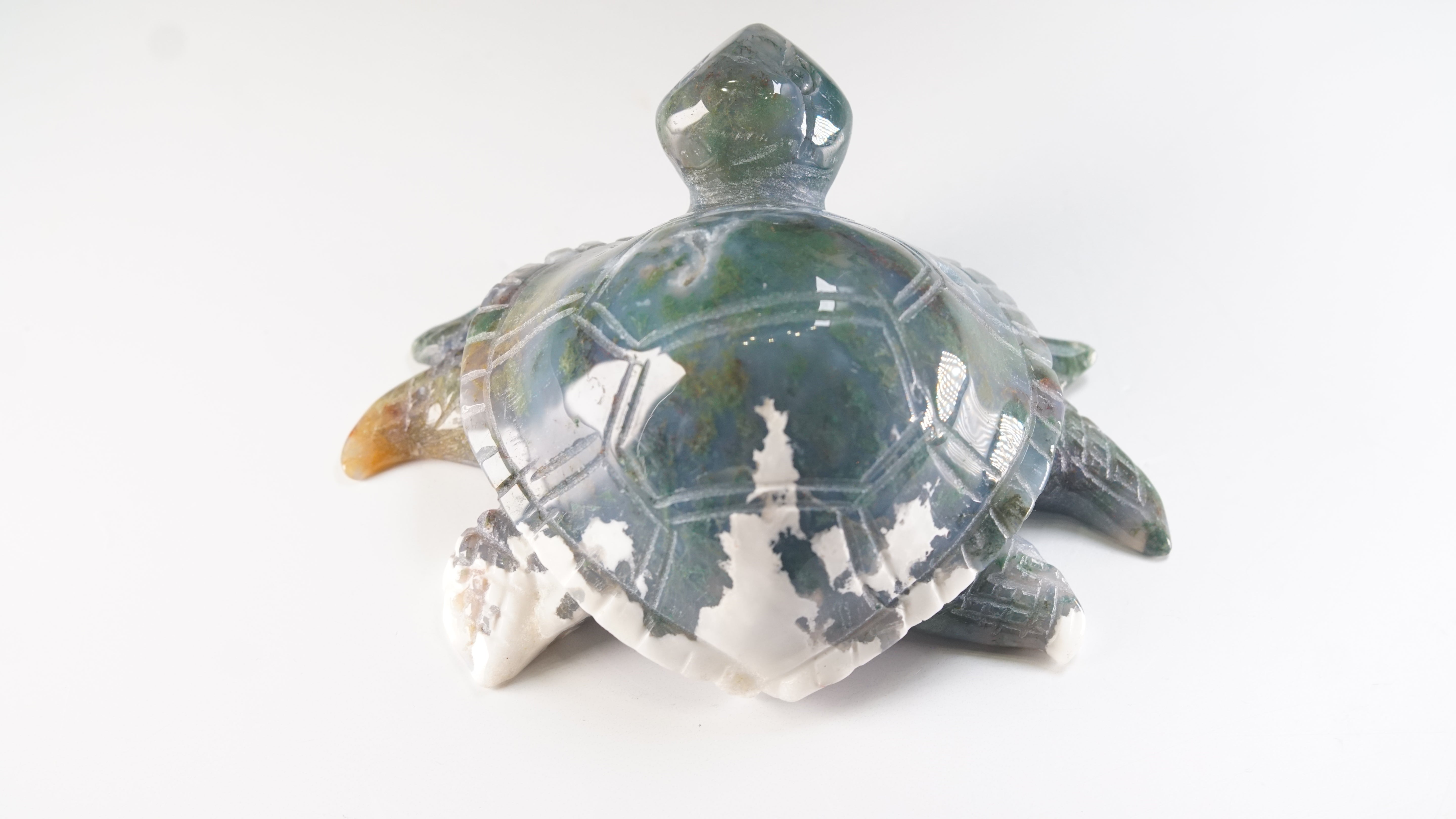 Moss Agate Sea Turtle | Crystal Carving Statement Piece