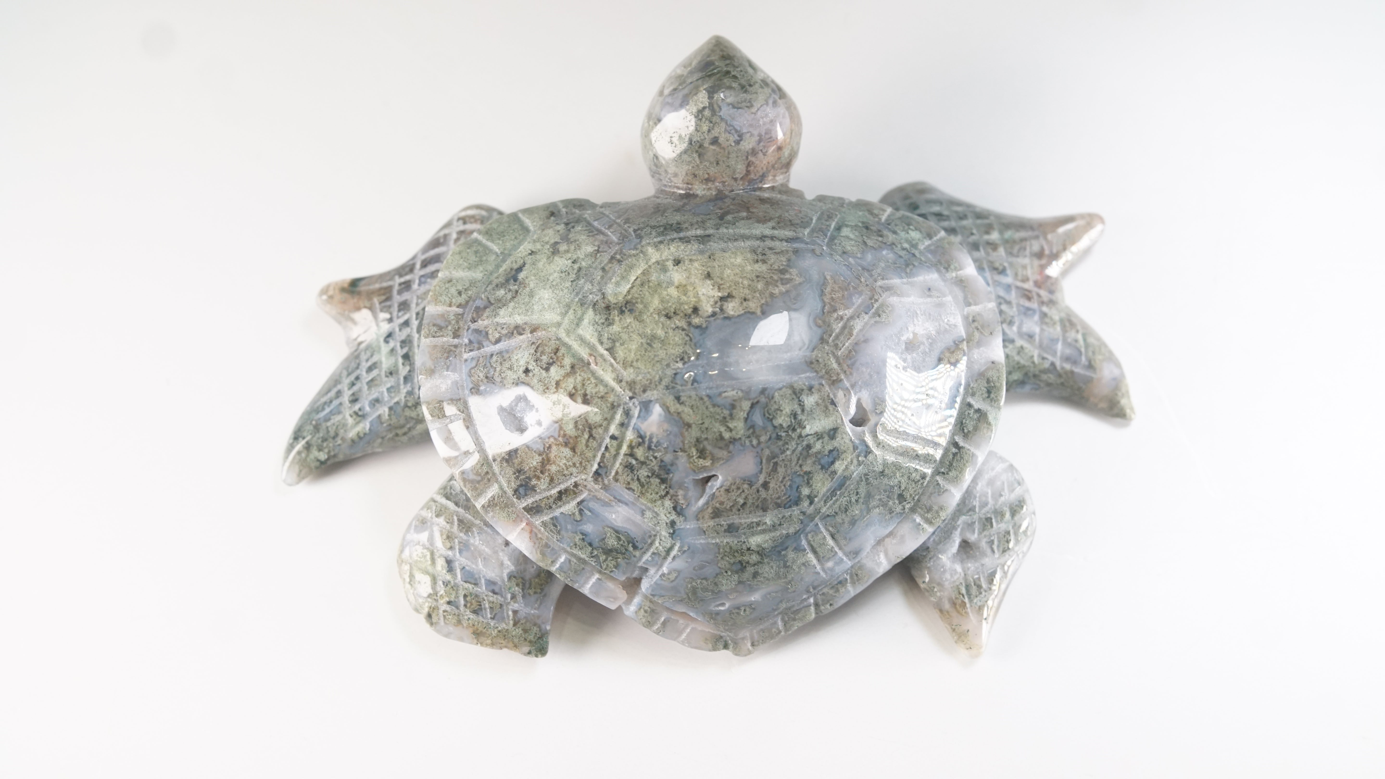 Moss Agate Sea Turtle | Crystal Carving Statement Piece