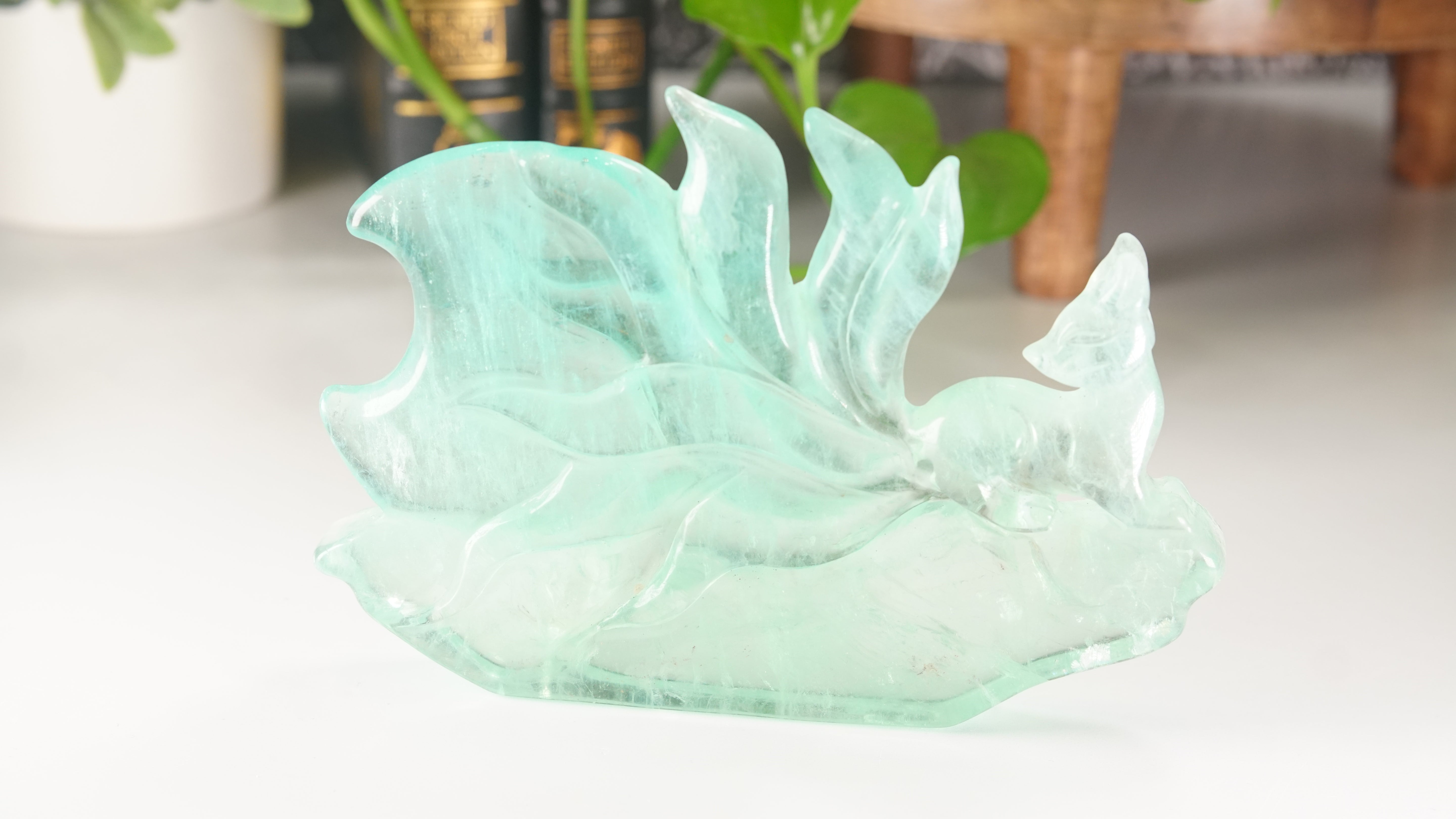 Fluorite Fox Crystal Handcarved Carving