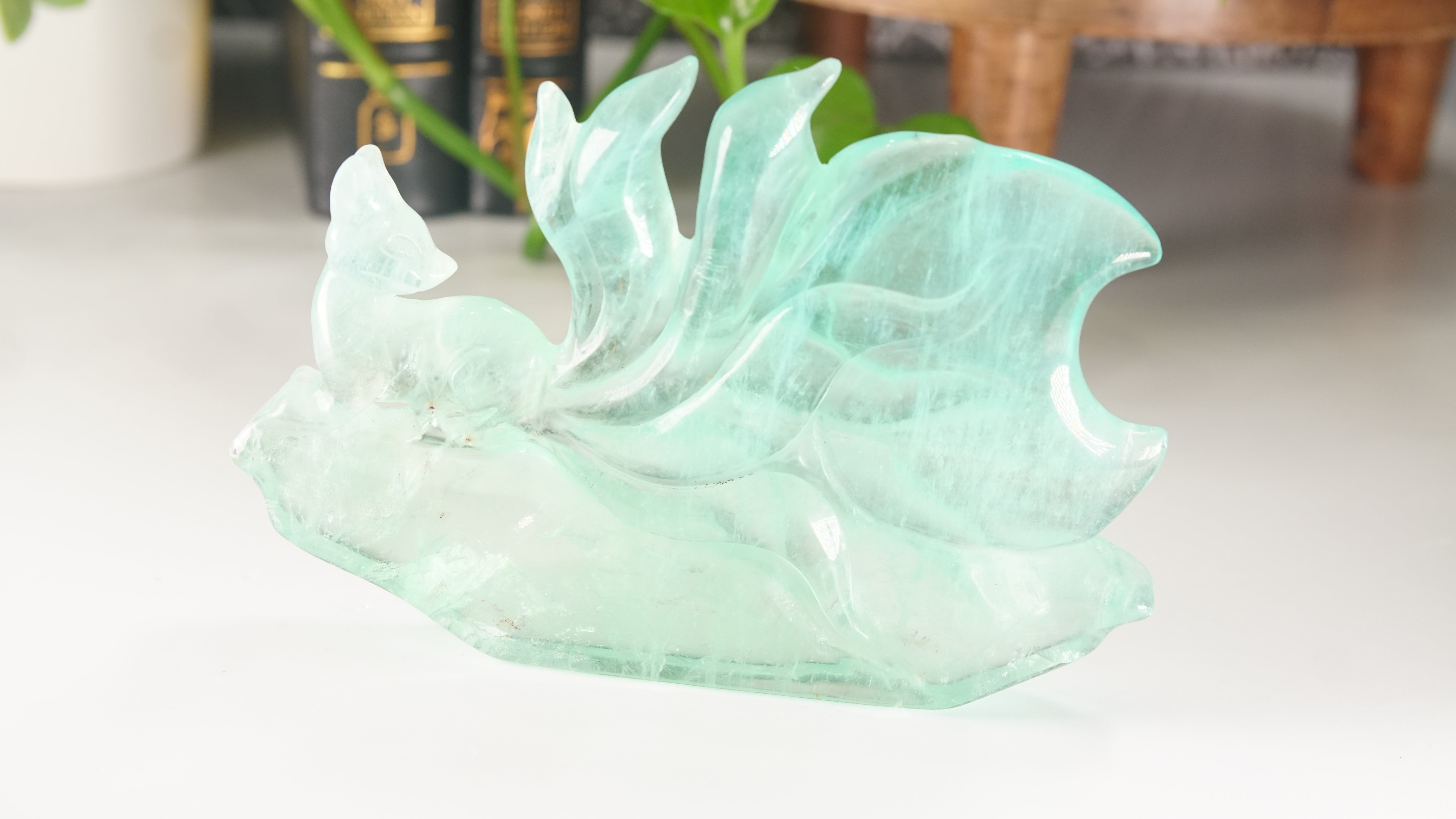 Fluorite Fox Crystal Handcarved Carving