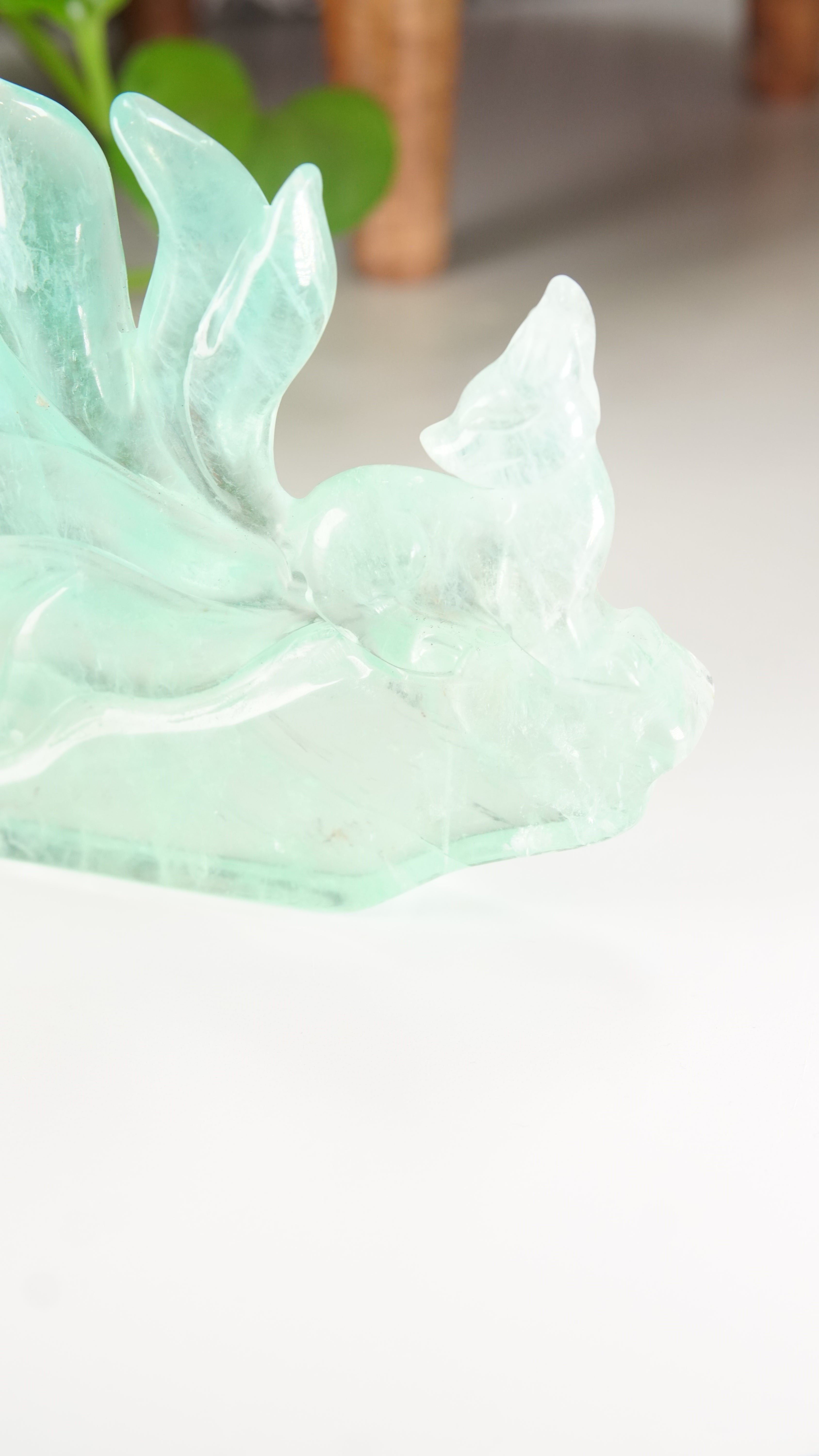 Fluorite Fox Crystal Handcarved Carving