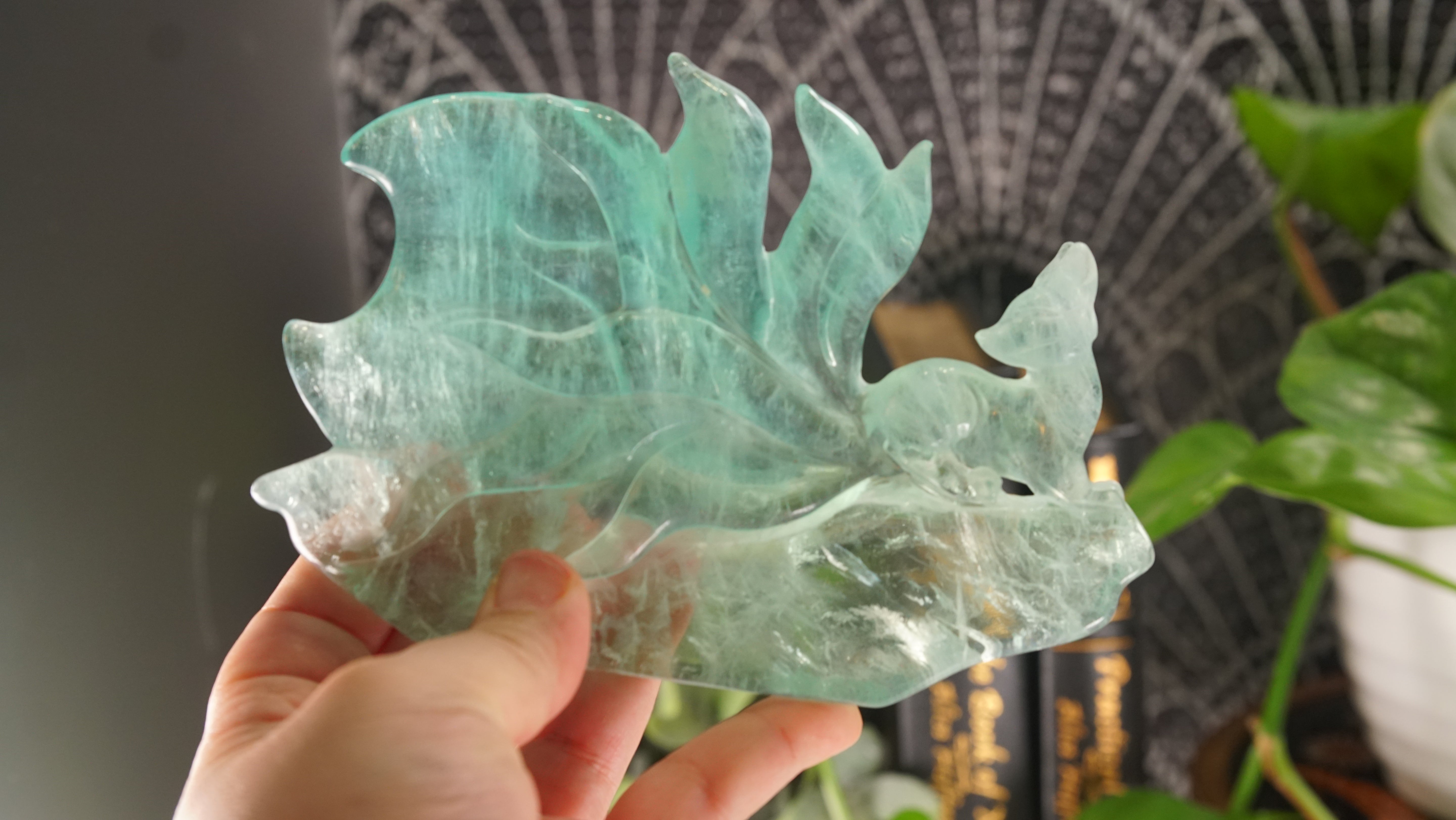 Fluorite Fox Crystal Handcarved Carving