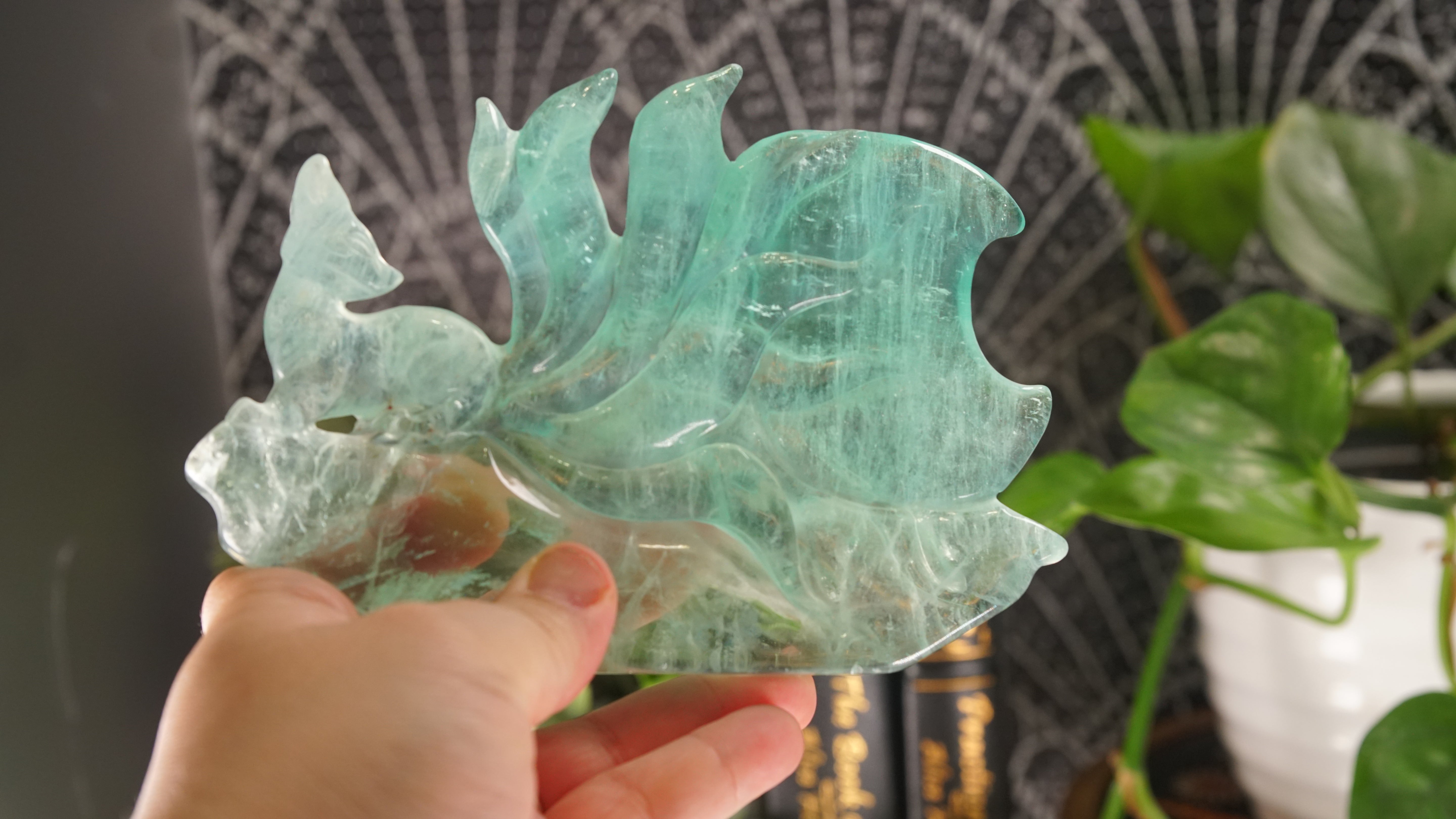 Fluorite Fox Crystal Handcarved Carving
