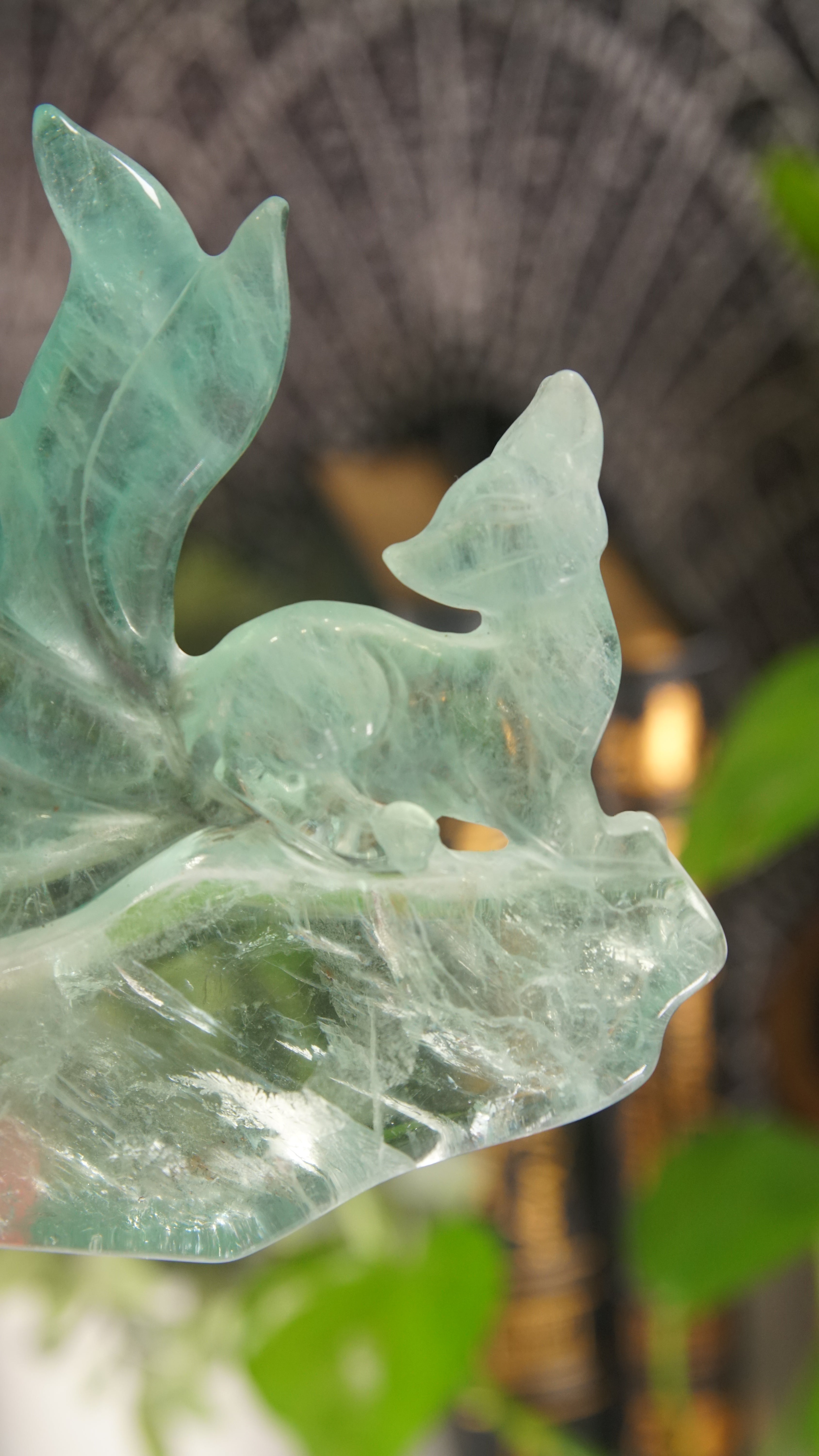 Fluorite Fox Crystal Handcarved Carving