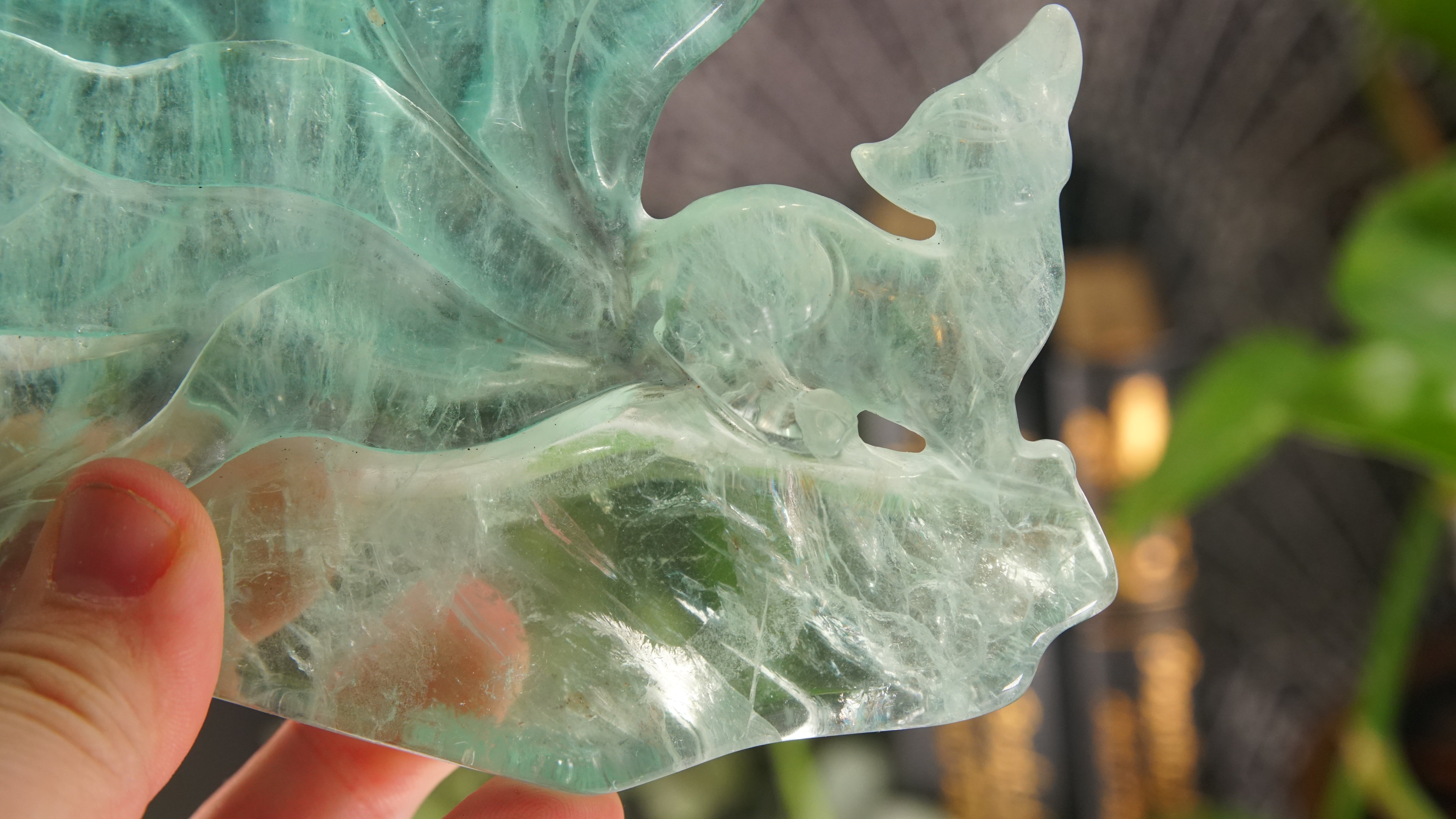 Fluorite Fox Crystal Handcarved Carving