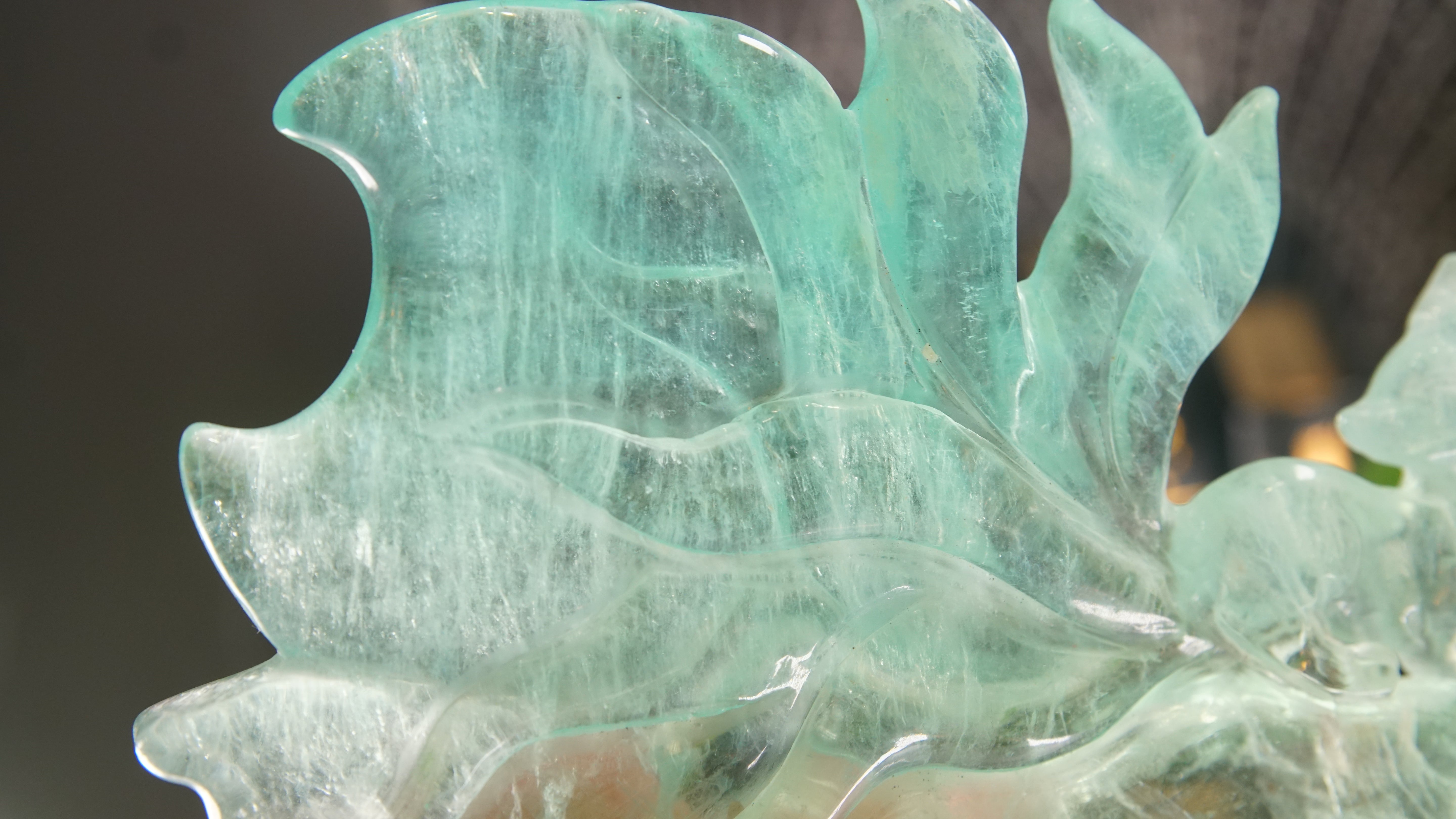 Fluorite Fox Crystal Handcarved Carving