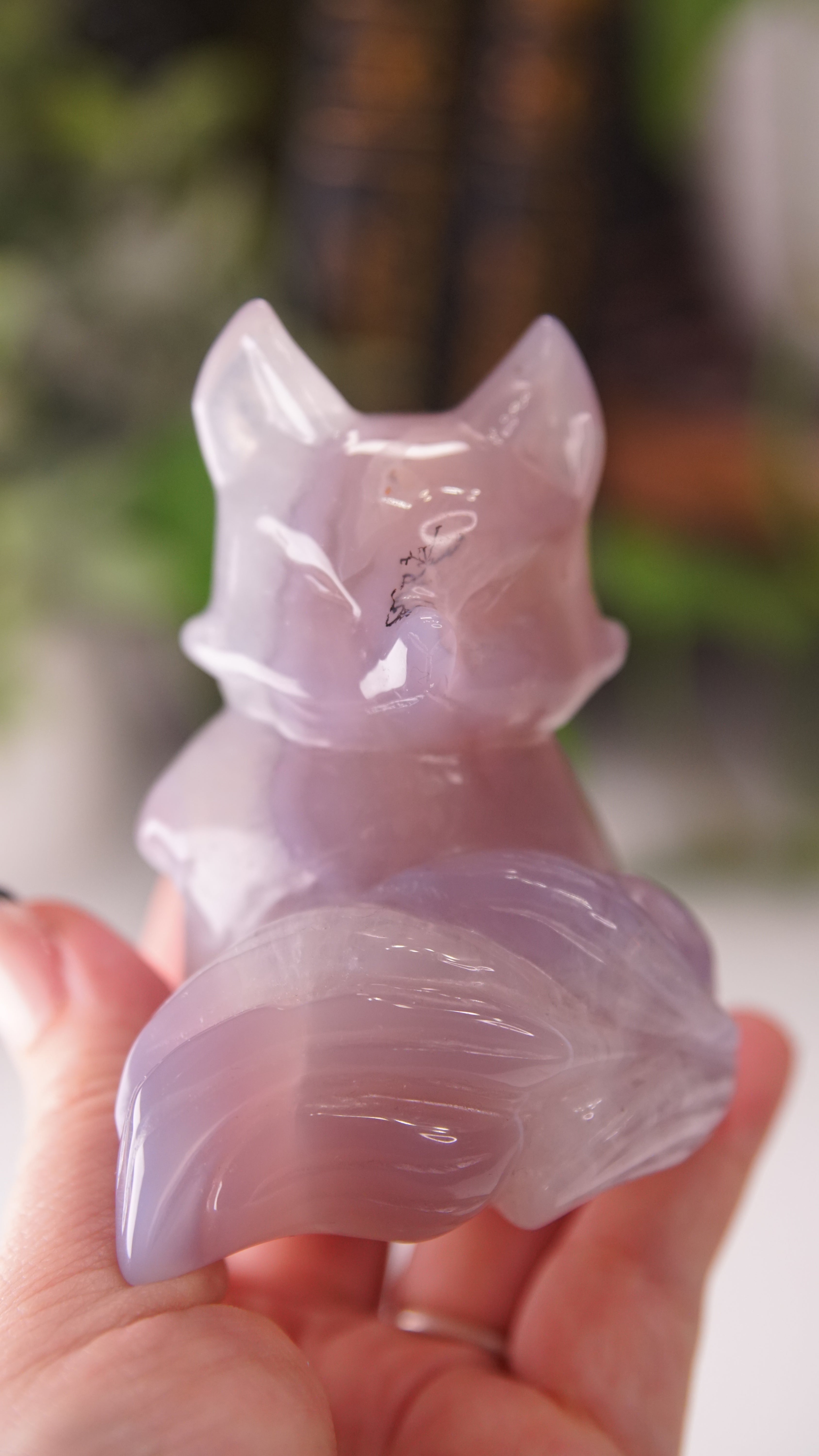 Druzy Purple Agate Hand Carved Fox Carving | Crystal Carving Statement Piece (B)