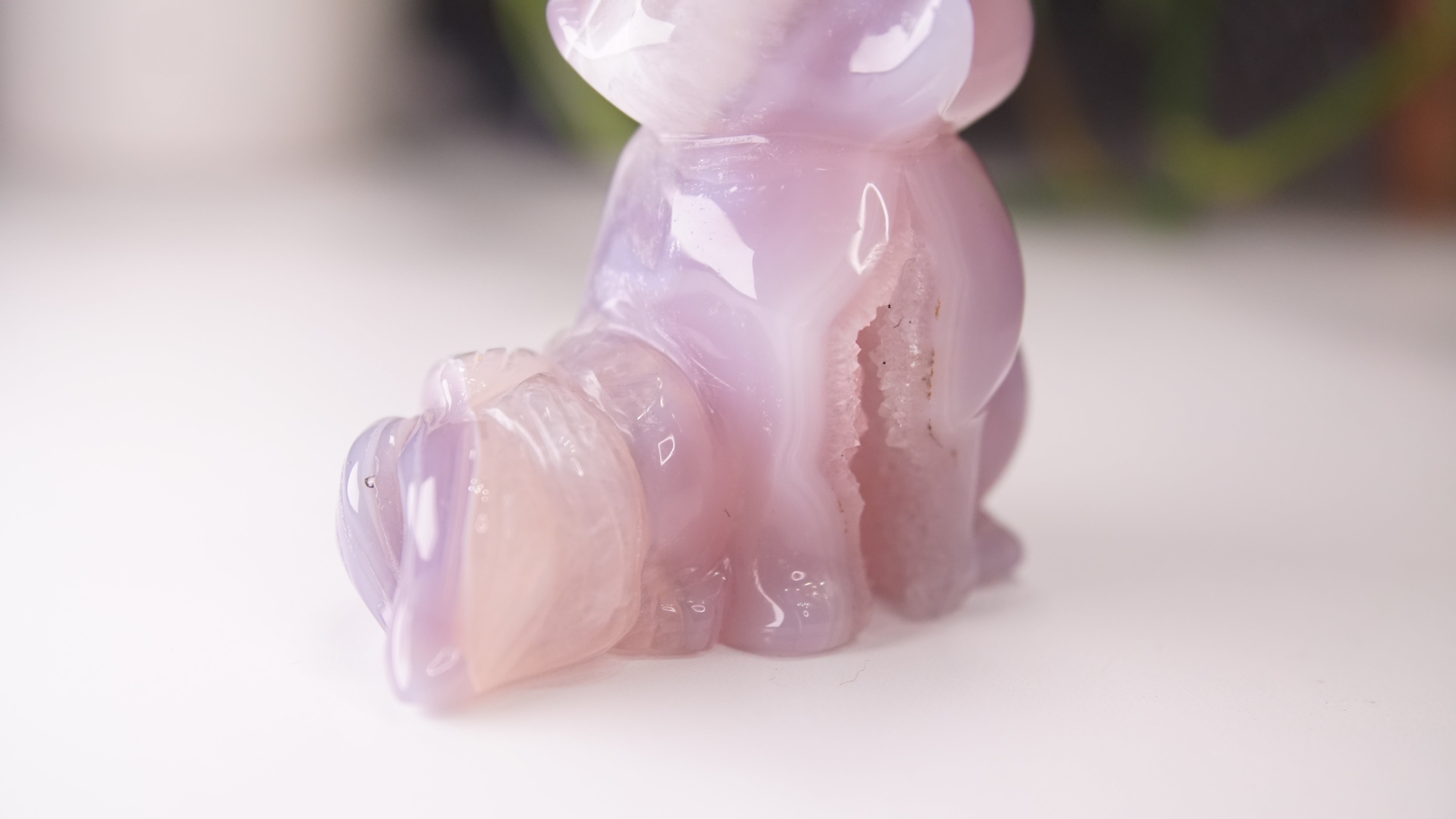 Druzy Purple Agate Hand Carved Fox Carving | Crystal Carving Statement Piece (A)