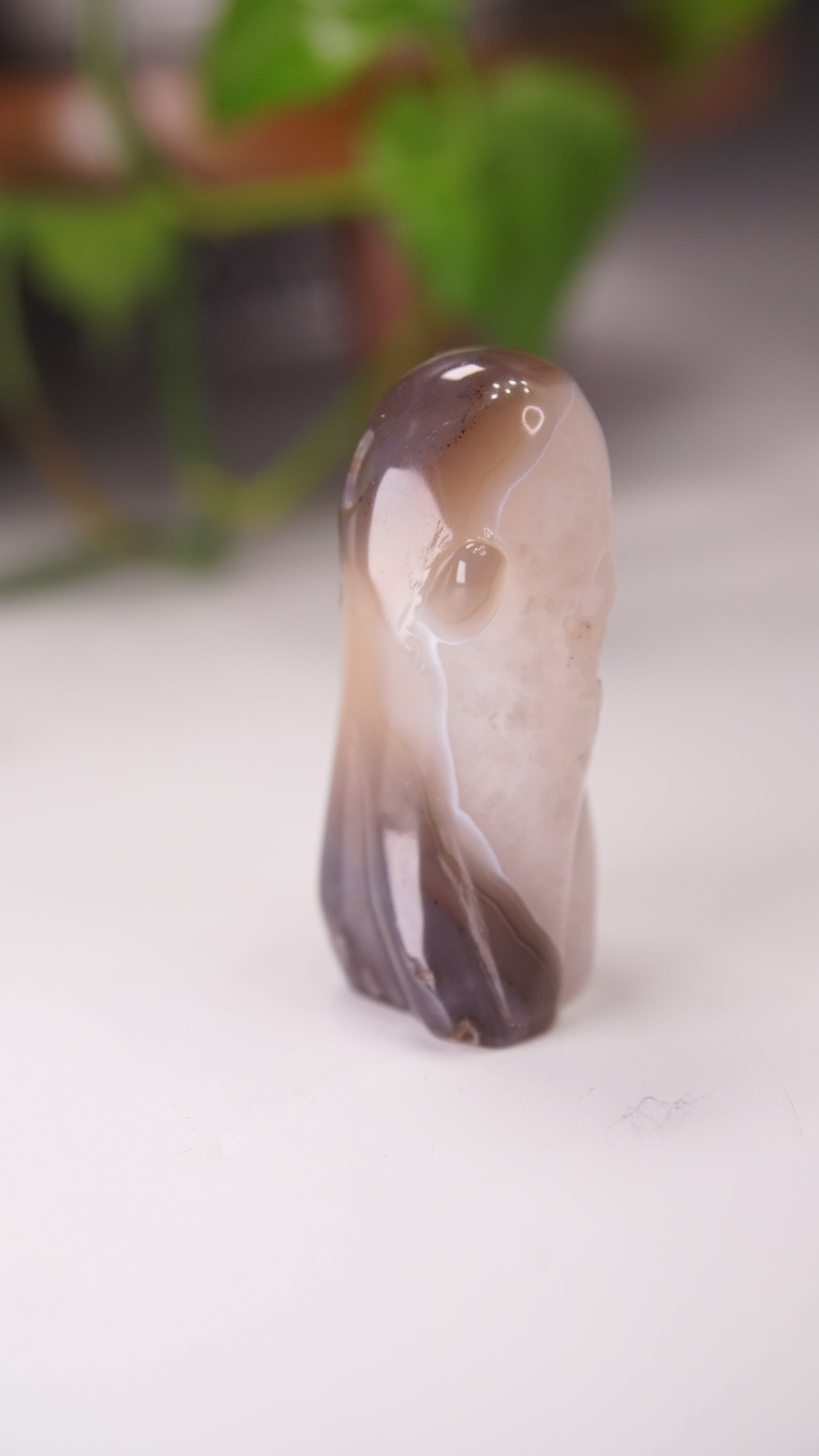 Druzy Agate Hand Carved Ghost Carving (B)