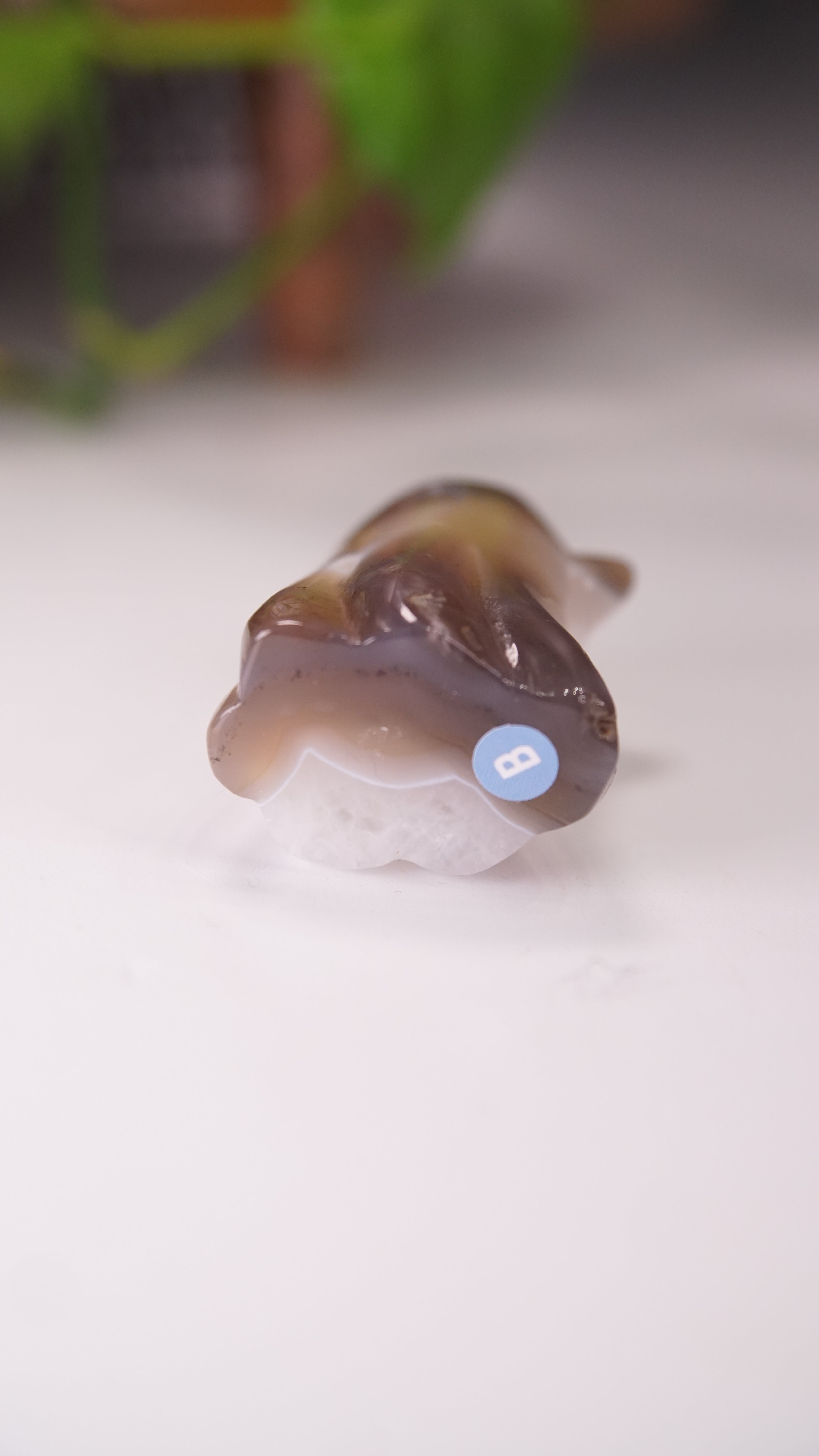 Druzy Agate Hand Carved Ghost Carving (B)