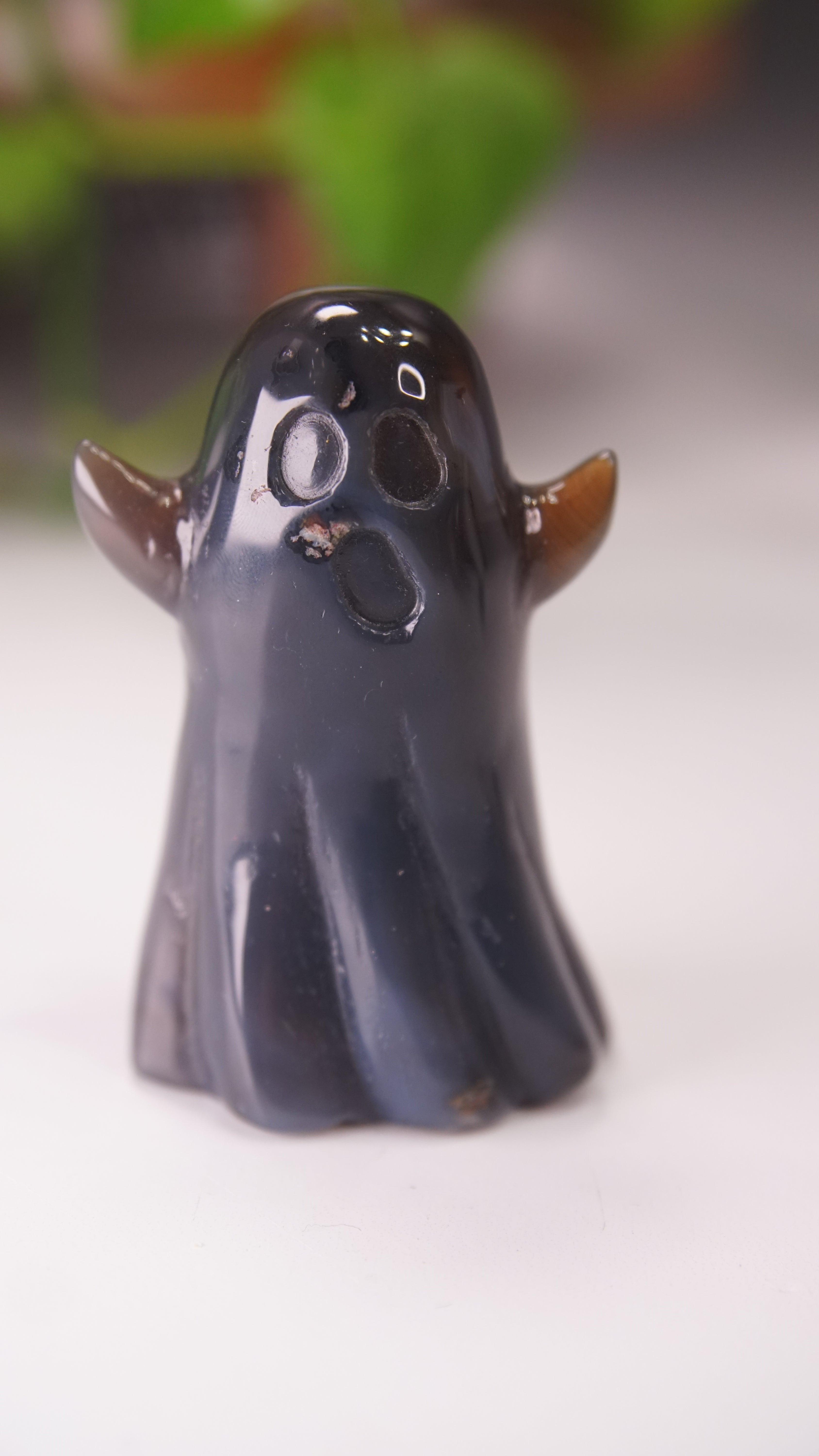 Druzy Agate Hand Carved Ghost Carving (K)