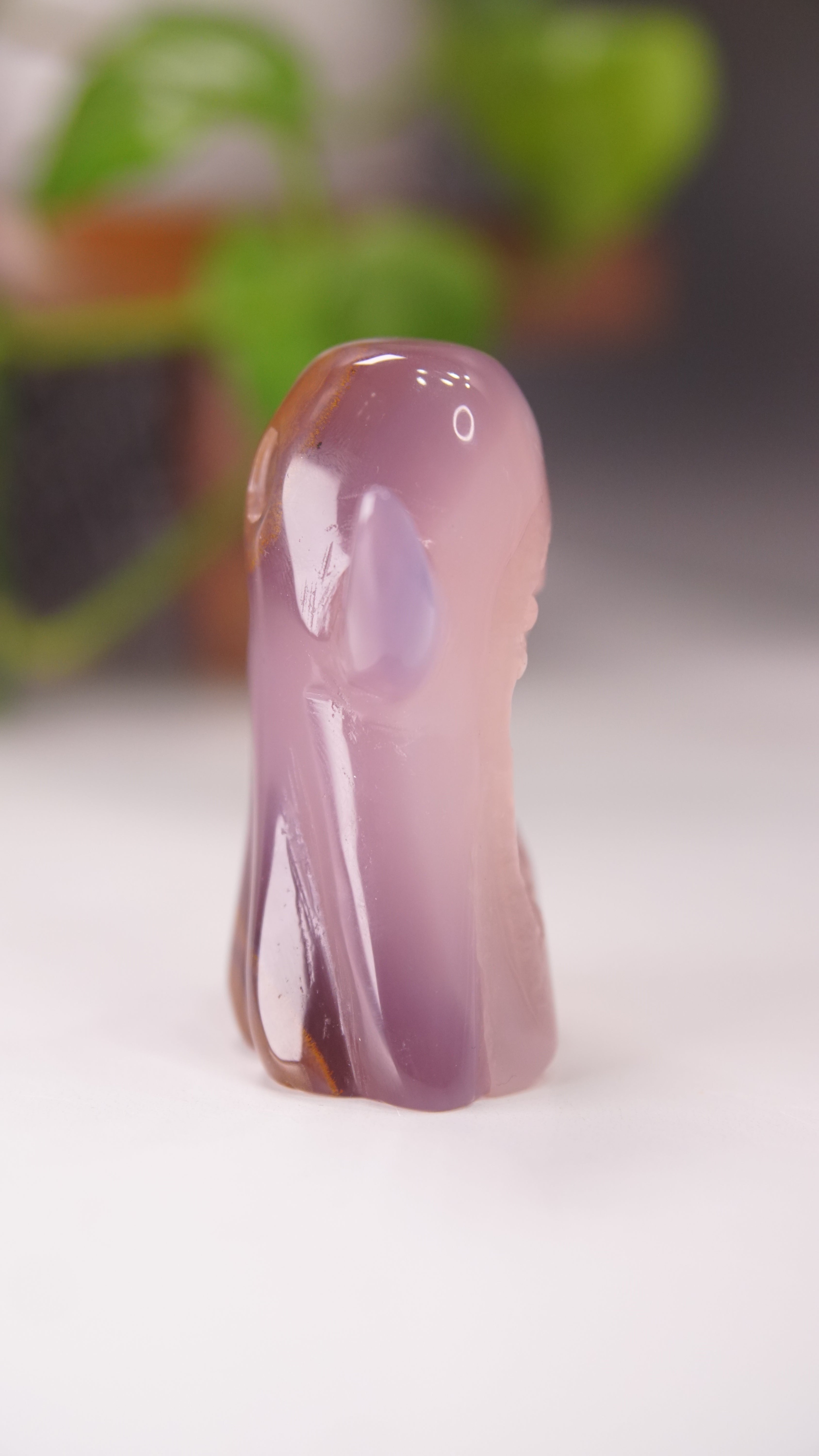 Druzy Agate Hand Carved Ghost Carving (L)