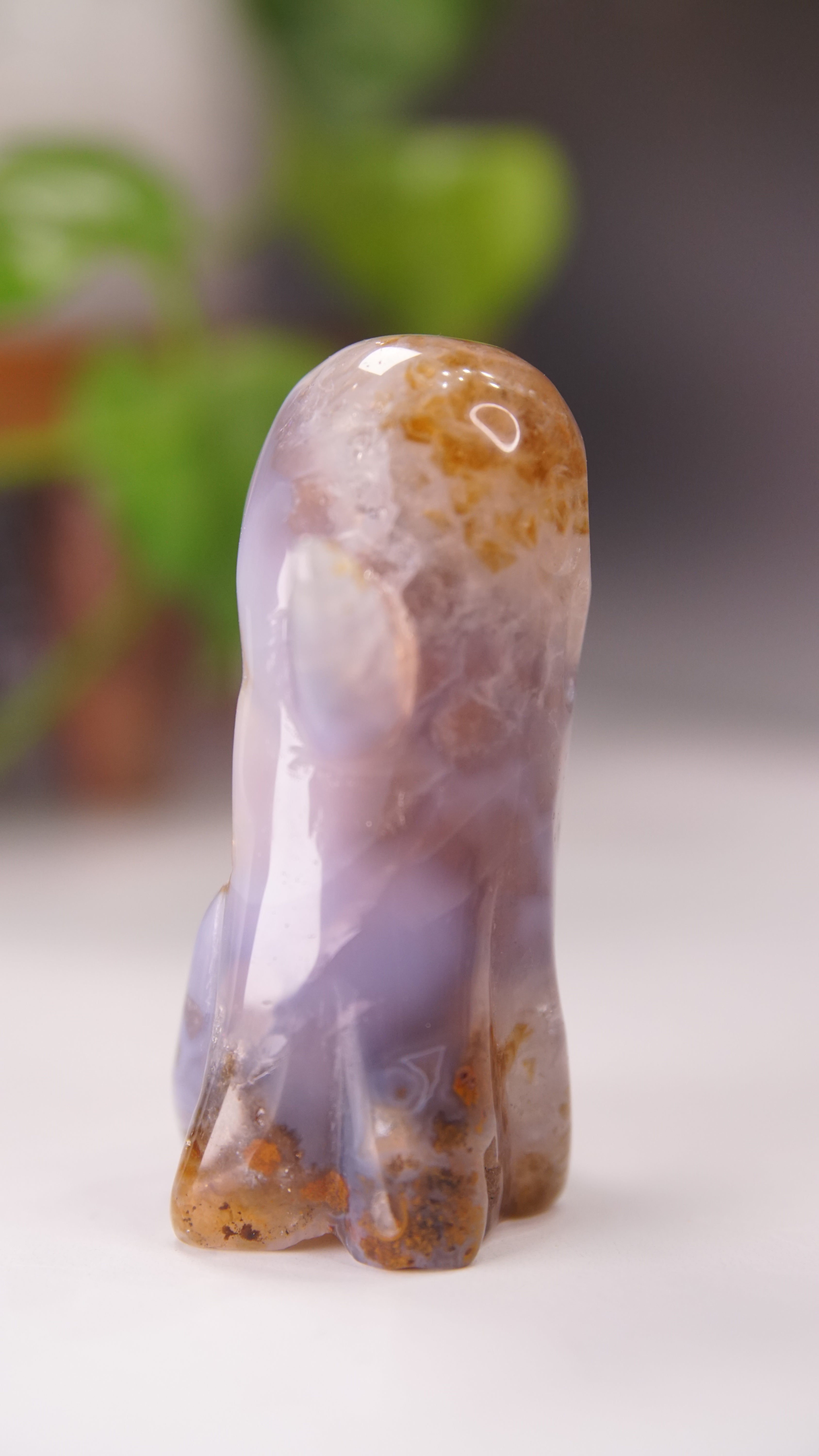 Druzy Agate Hand Carved Ghost Carving (M)