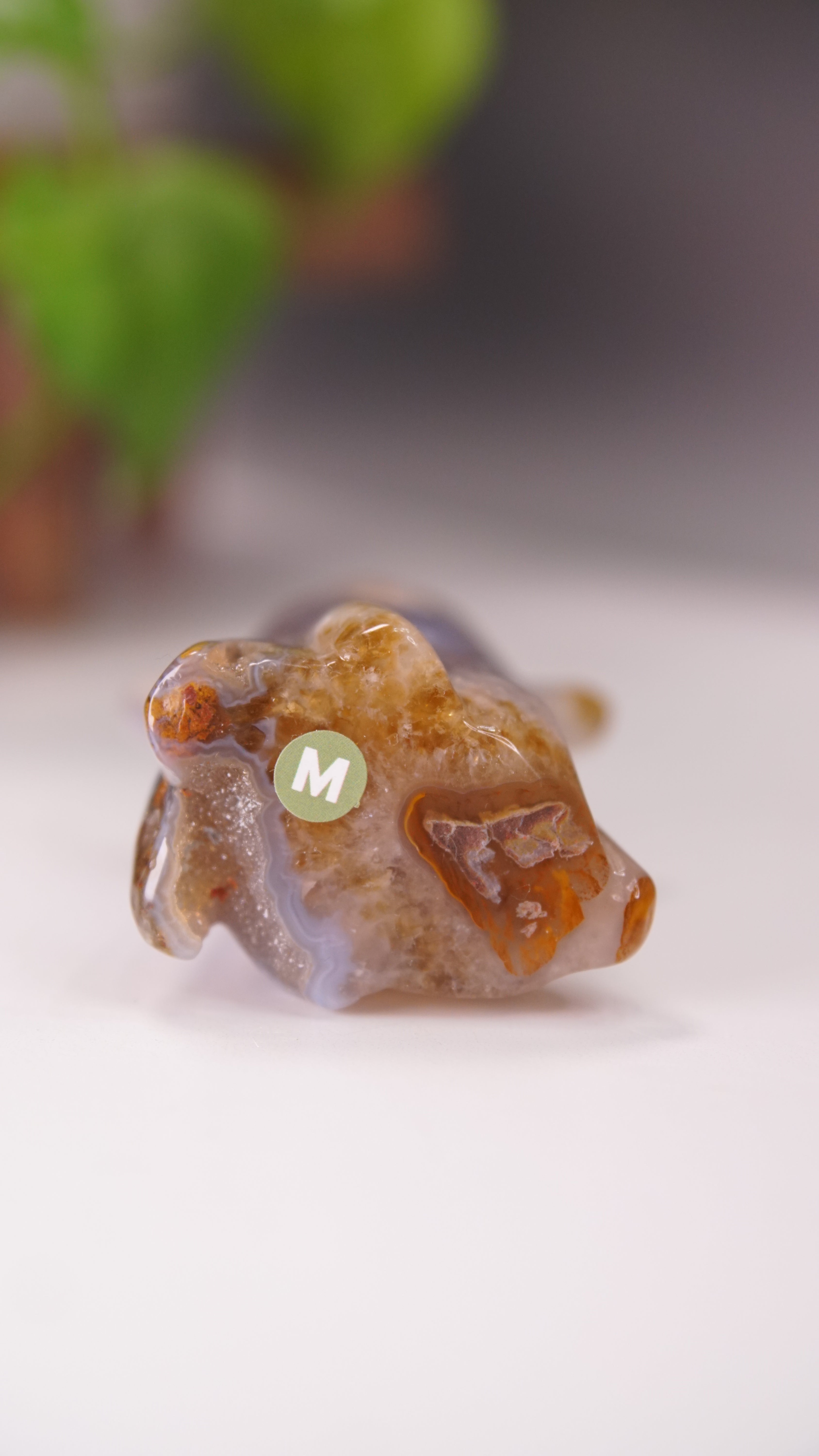 Druzy Agate Hand Carved Ghost Carving (M)