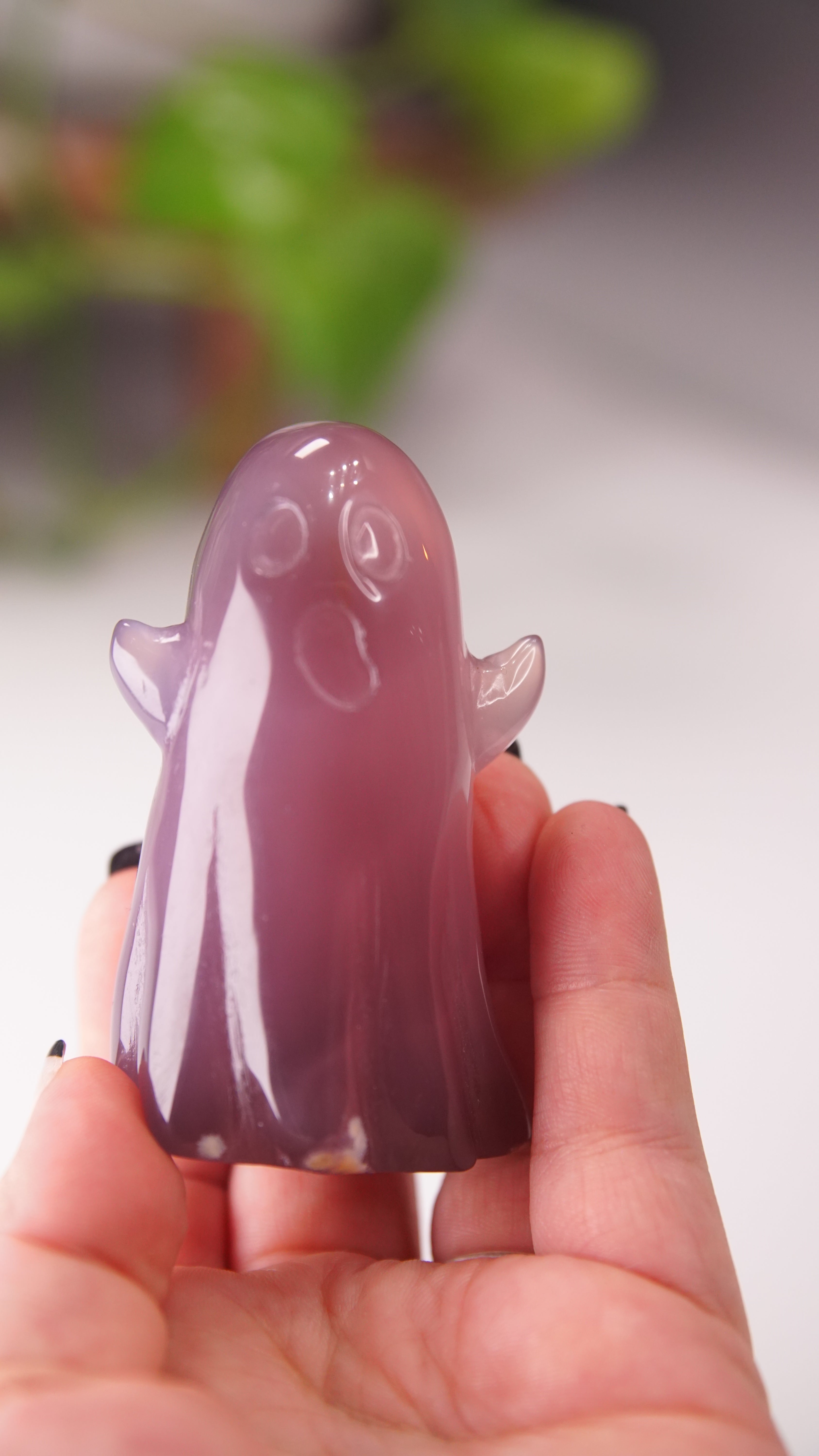 Druzy Agate Hand Carved Ghost Carving (N)