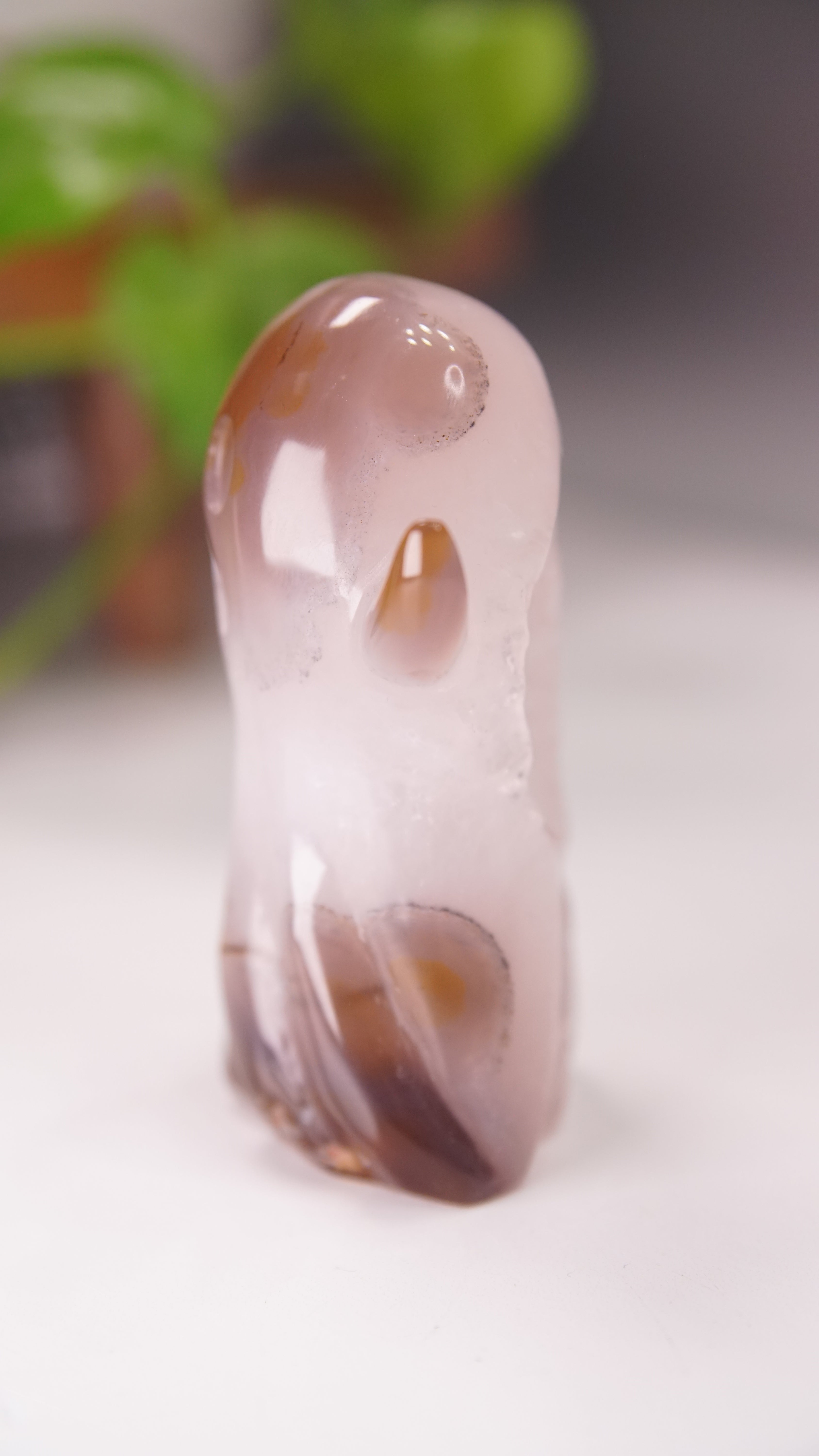 Druzy Agate Hand Carved Ghost Carving (P)