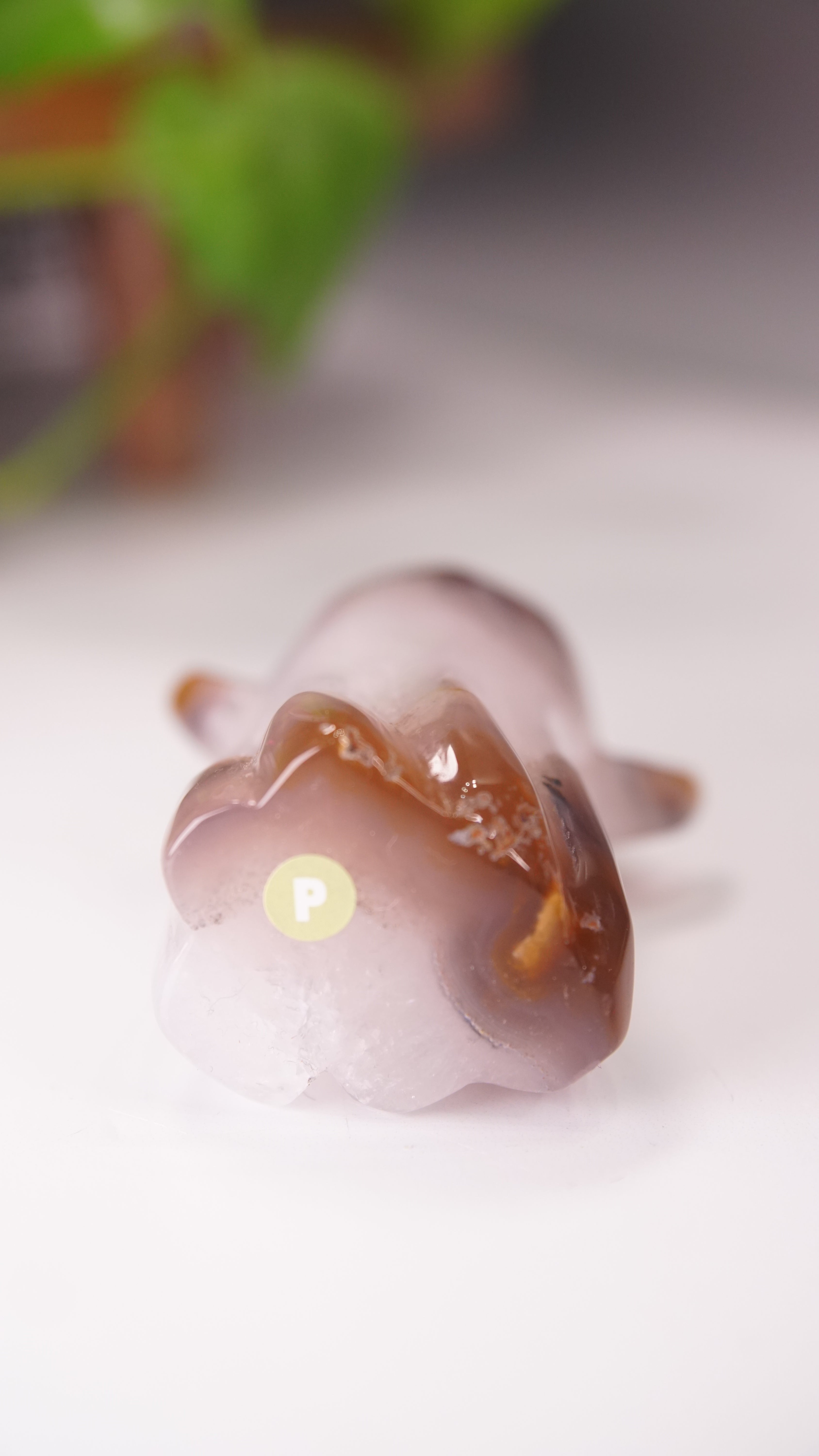Druzy Agate Hand Carved Ghost Carving (P)