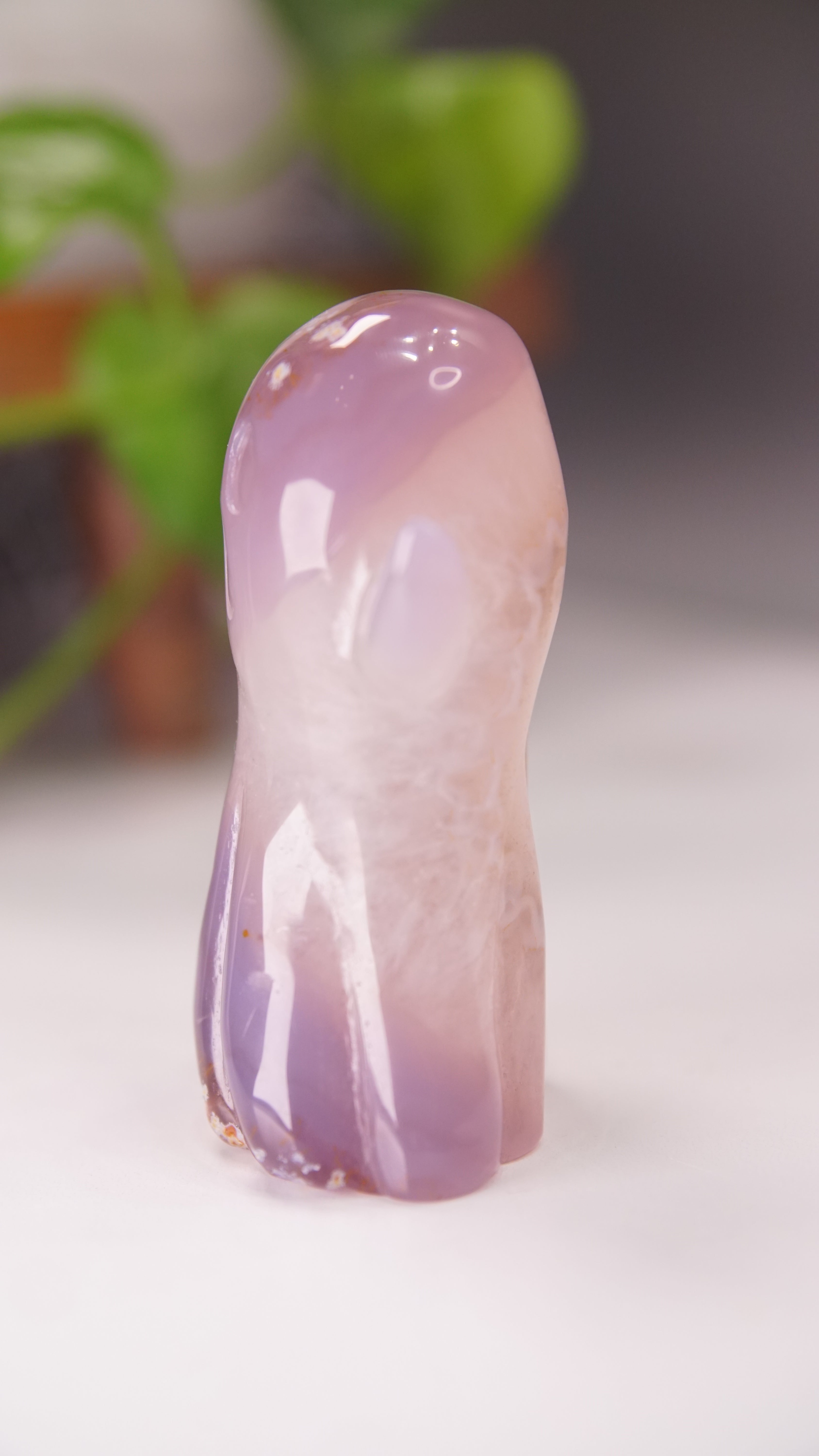 Druzy Agate Hand Carved Ghost Carving (Q)
