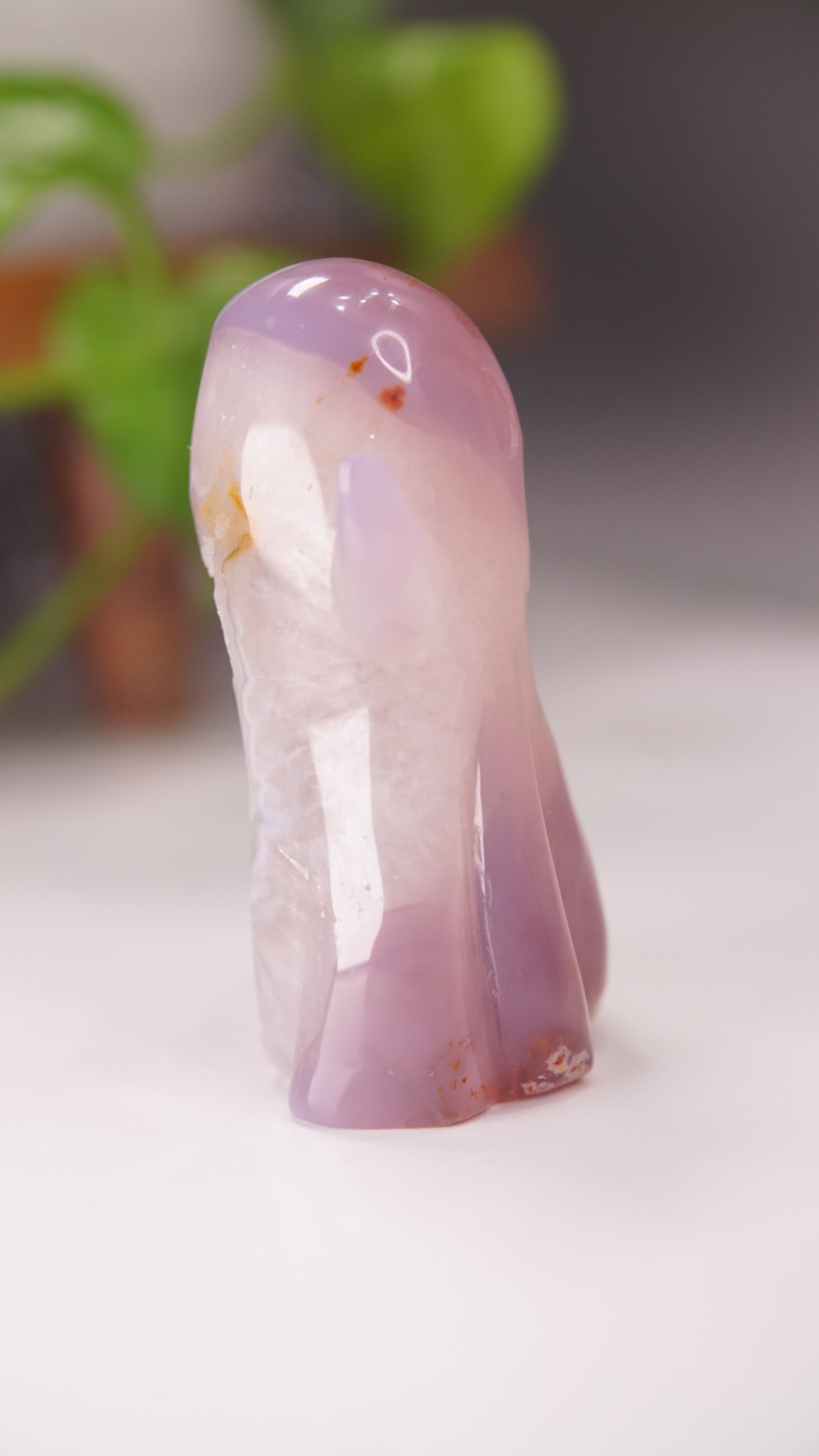 Druzy Agate Hand Carved Ghost Carving (Q)