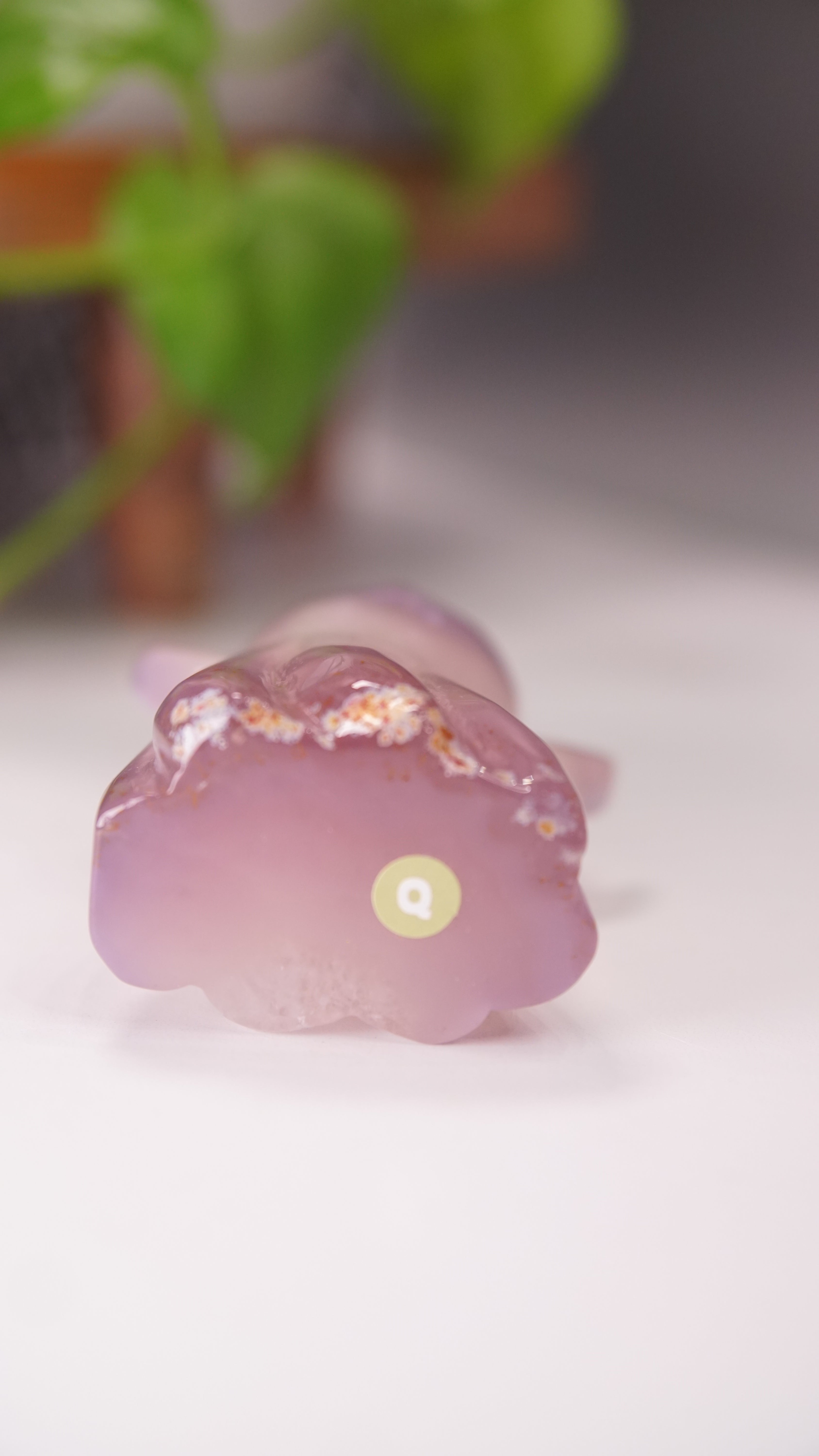 Druzy Agate Hand Carved Ghost Carving (Q)