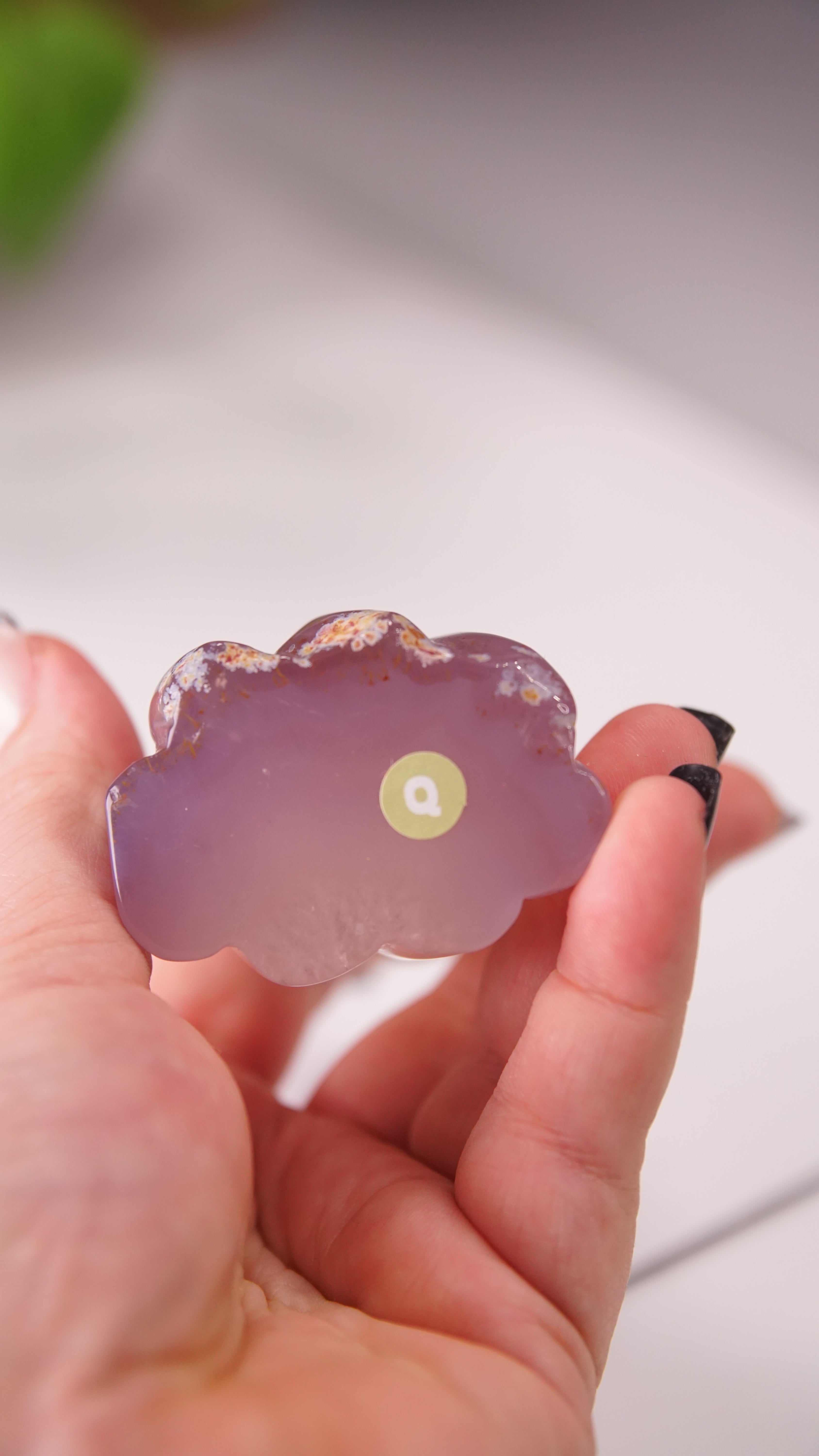 Druzy Agate Hand Carved Ghost Carving (Q)